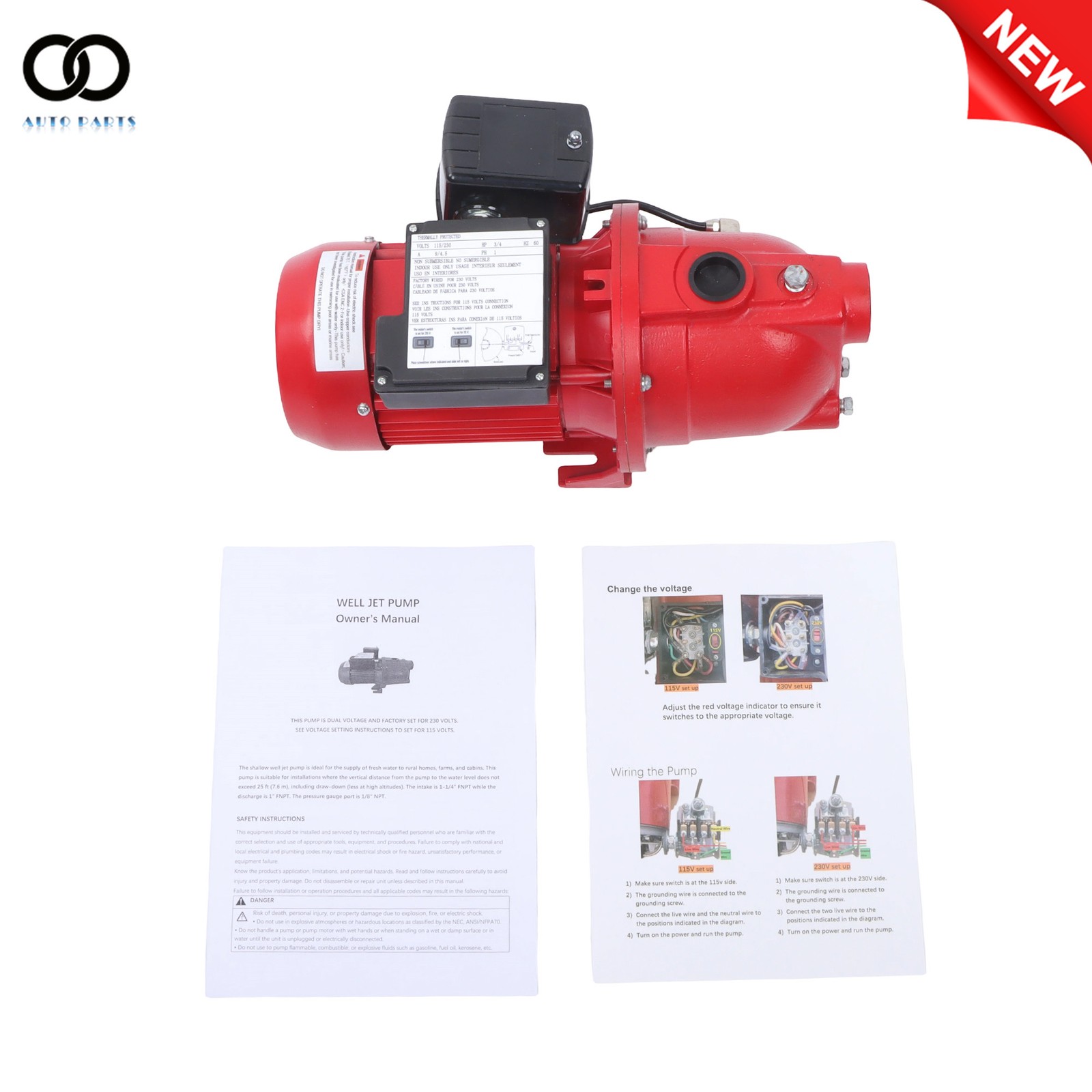 Cast Iron 3/4 HP, 13 GPM Dual 115/230v Shallow Well Jet Pump, 97080701