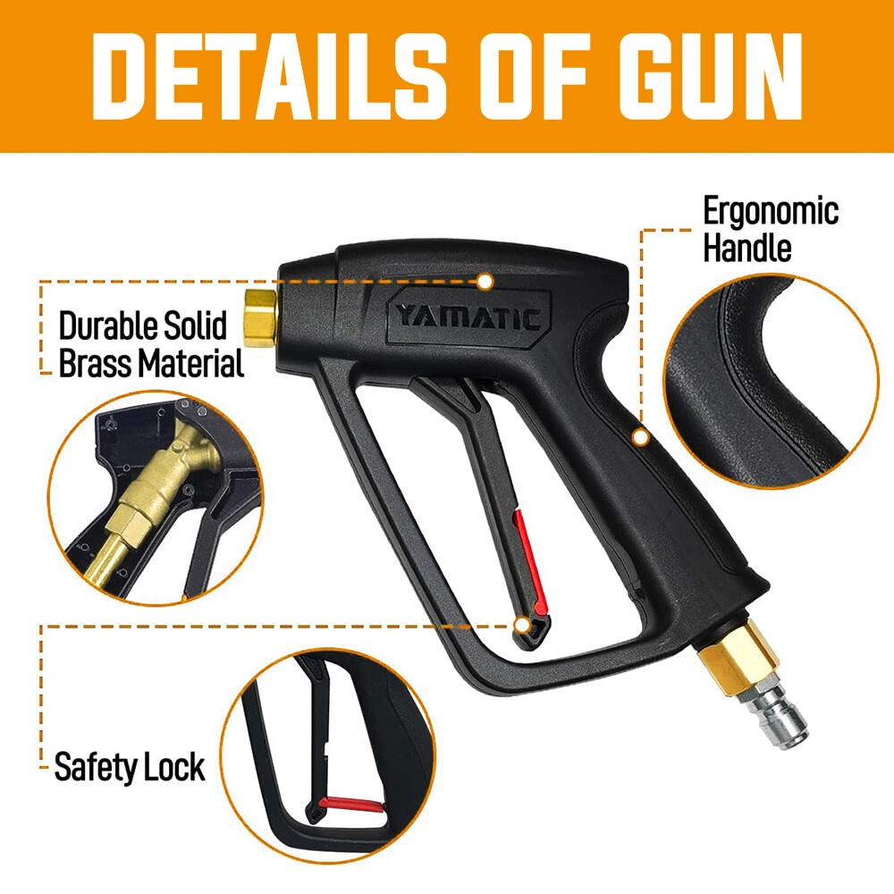 YAMATIC 4000 psi Pressure Washer Gun and 3200 psi Hose Kink Resistant Heavy Duty