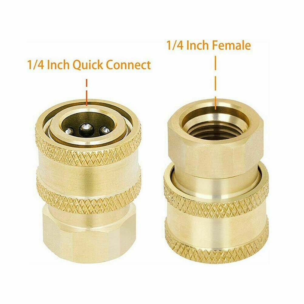2pcs High Pressure Washer Coupler Brass Fittings 1/4 In Quick Connect To Female