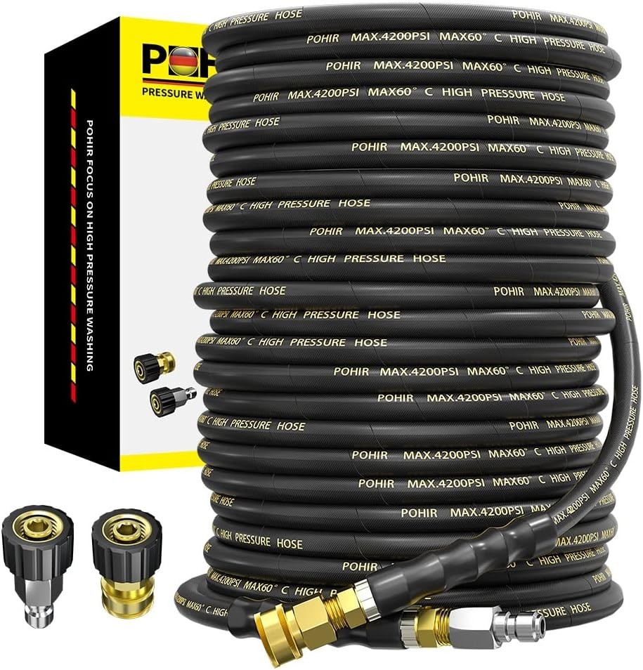 Lightweight 100FT Power Washer Hose, 3/8” Quick Connect, Compatible with M22