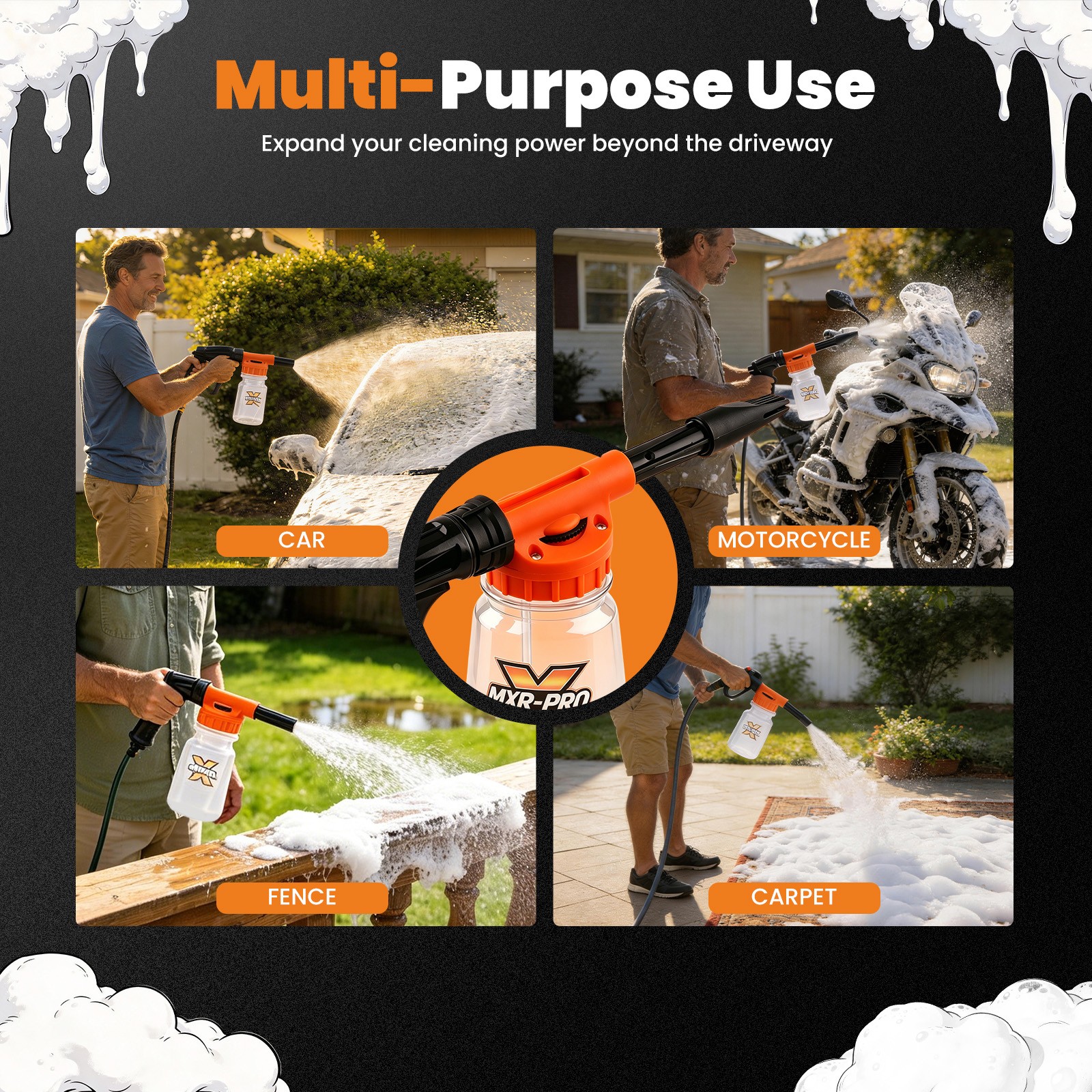 1L Foam Cannon for Car Wash Snow Foam Lance Plastic 3/4′ Thread 6-10 Bar