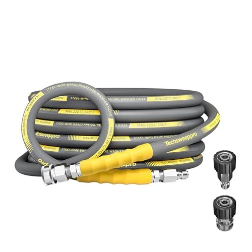4800PSI Pressure Washer Hose with 3/8″ Swivel Quick Connect for 25FT Gray