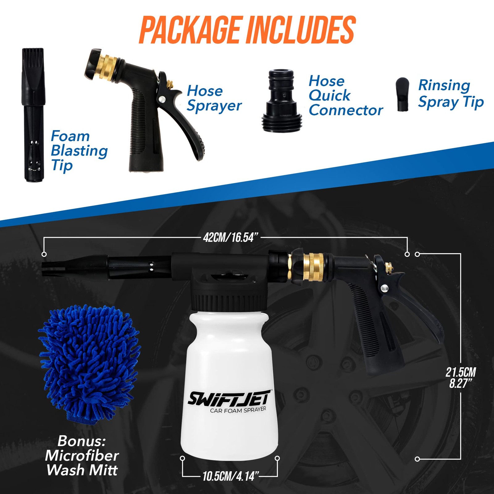 Car Wash Foam Gun + Microfiber Wash Mitt – Works with Any Soap – Garden Hose …