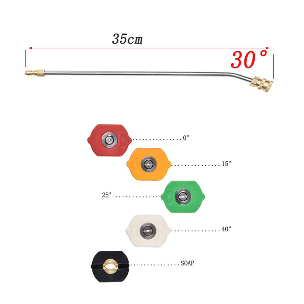 30° Curved High Pressure Power Washer Extension Wand 1/4 ” with 5 Spray Nozzles