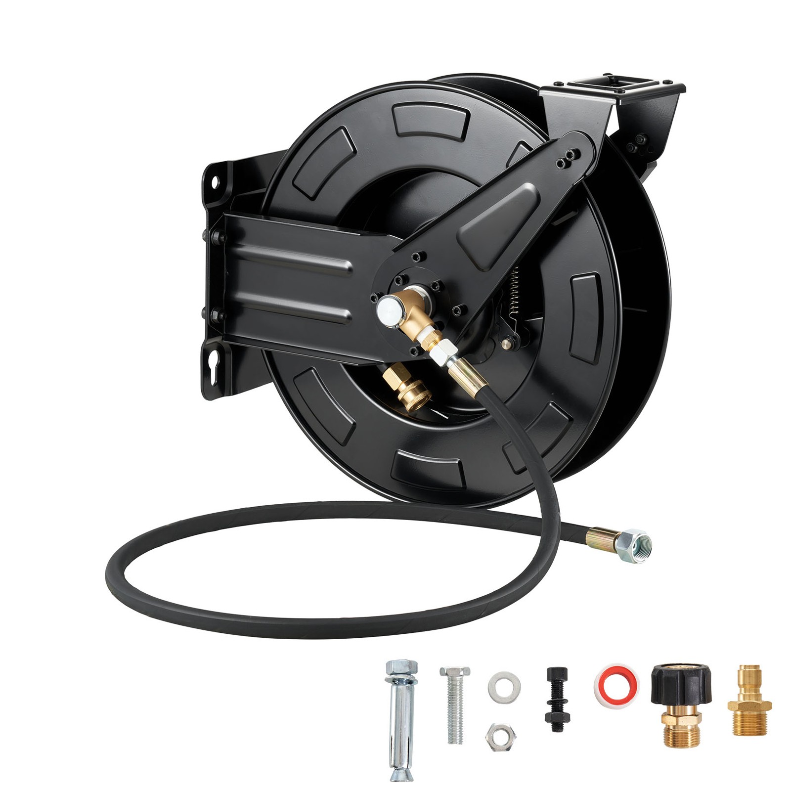Uimoso Retractable Pressure Washer Hose Reel 50ft x 3/8in, 4000 PSI, Auto-Rewind