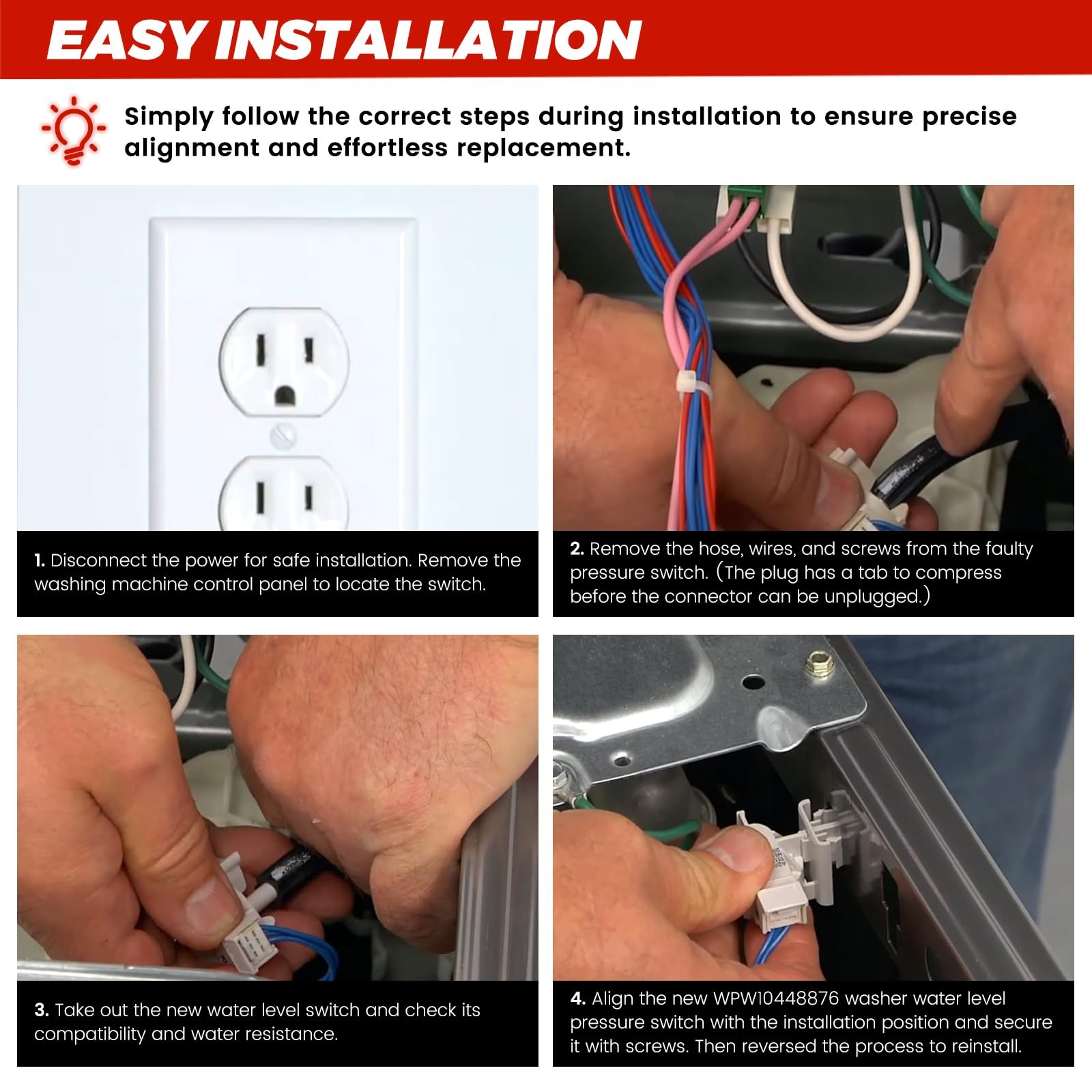 𝟮𝟬𝟮𝟲 𝙐𝙥𝙜𝙧𝙖𝙙𝙚𝙙 WPW10448876 Washer Water-Level Pressure Switch(0EM)…