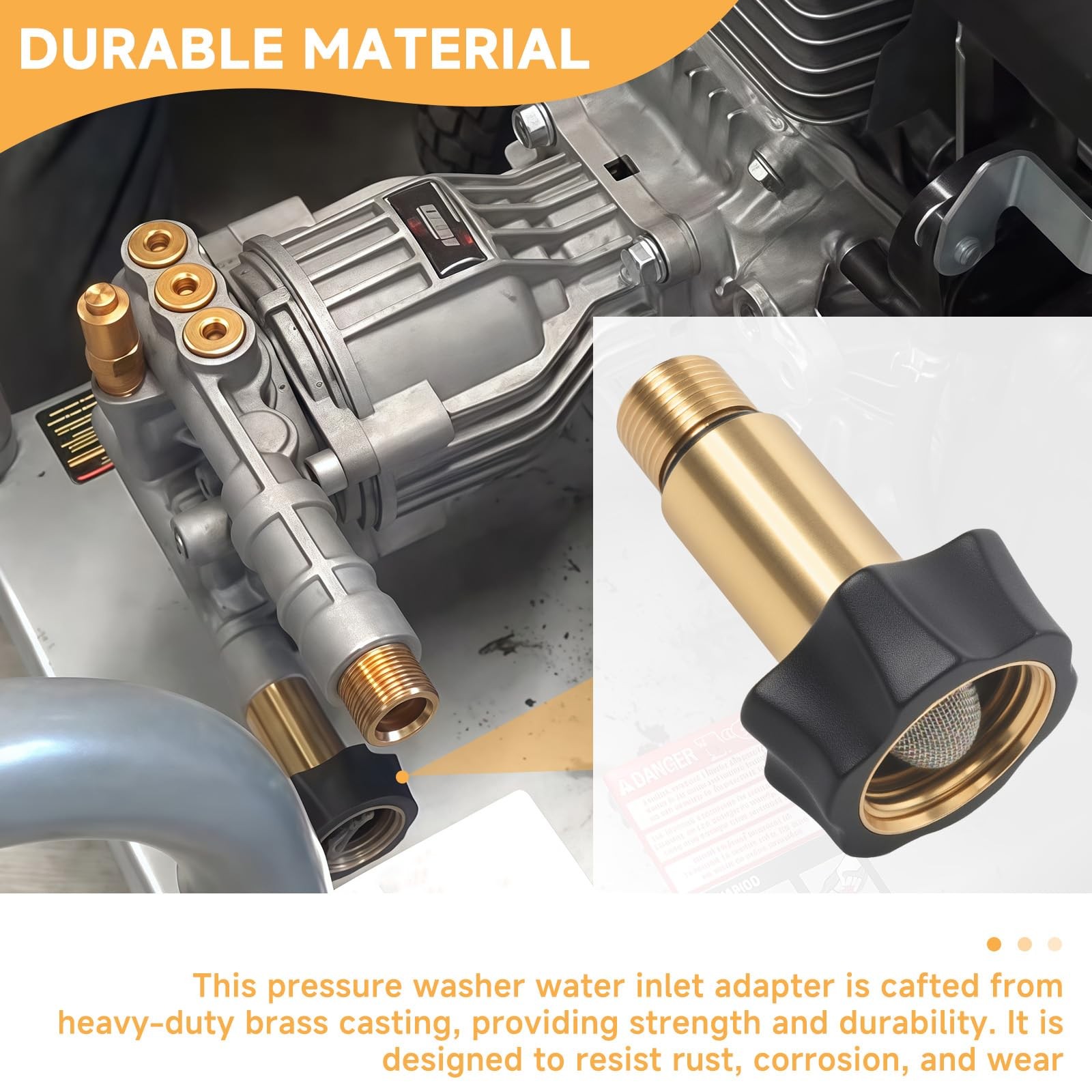7110166 Water Inlet Fitting 3/8″ Filter Pump Inlet to 3/4″ Pressure Washer Ga…