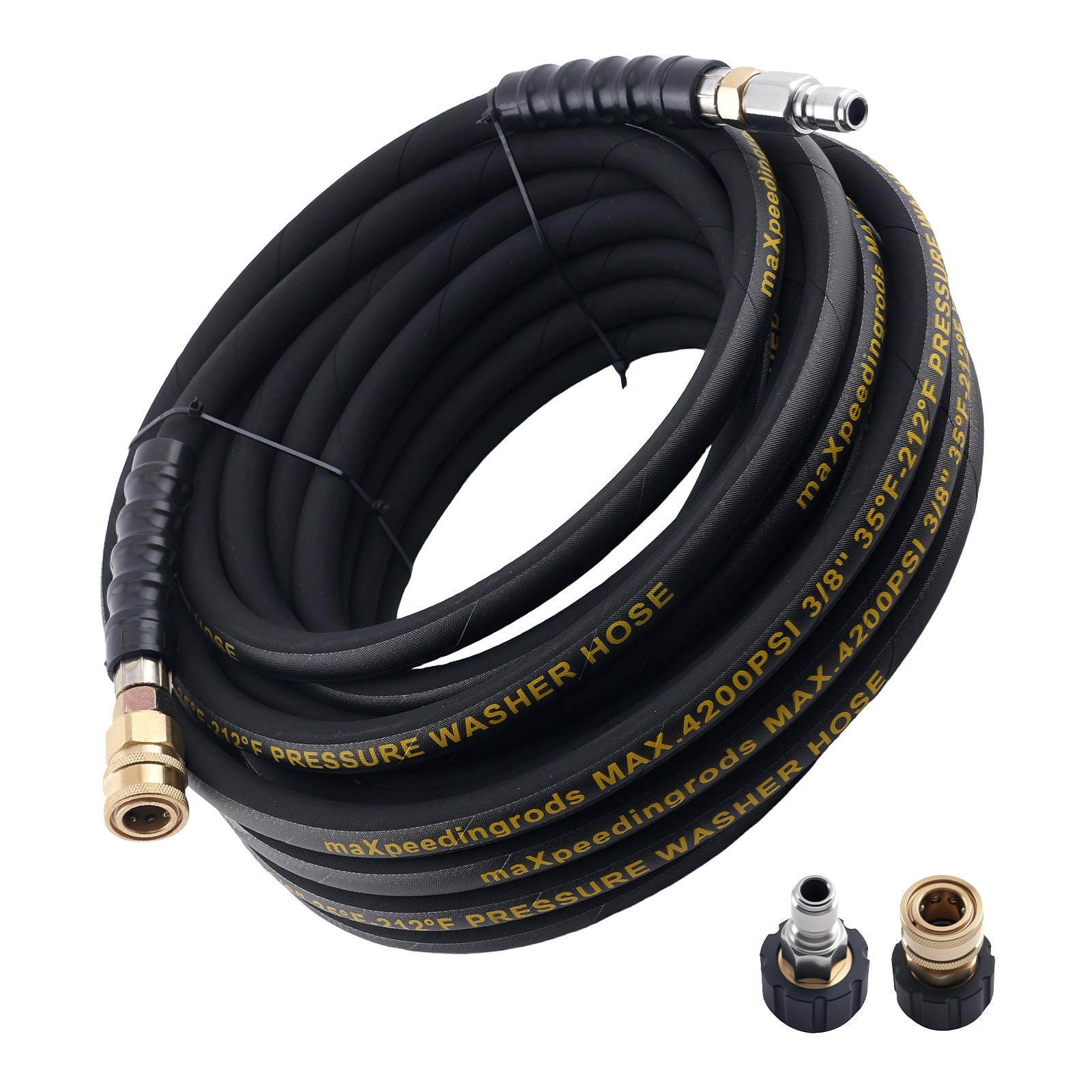 50 Feet Power Washing Hose 4200PSI Steel Wire Braid w/ M22 to 3/8″ Coupler