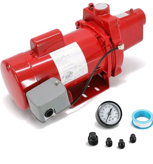 Cast Iron Shallow Well Jet Pump 1 HP 23 GPM Dual Voltage 115/230 Volt Red 602208