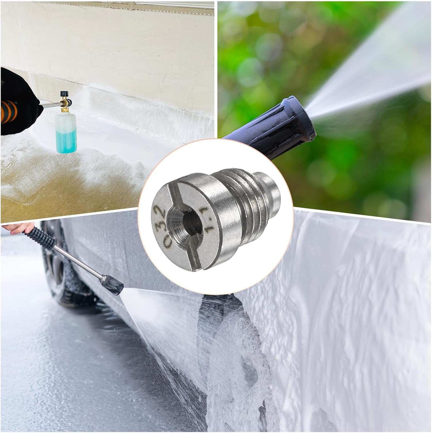 4-Set Foam Cannon Orifice Nozzle, 1.1Mm Stainless Steel Universal Thread Tips Wi