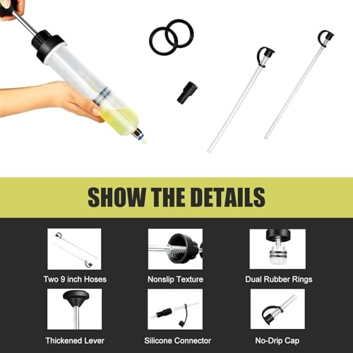 Car Fuel Extractor Pump, 200 CC Manual Oil Changer with Sealing Rubber Ring