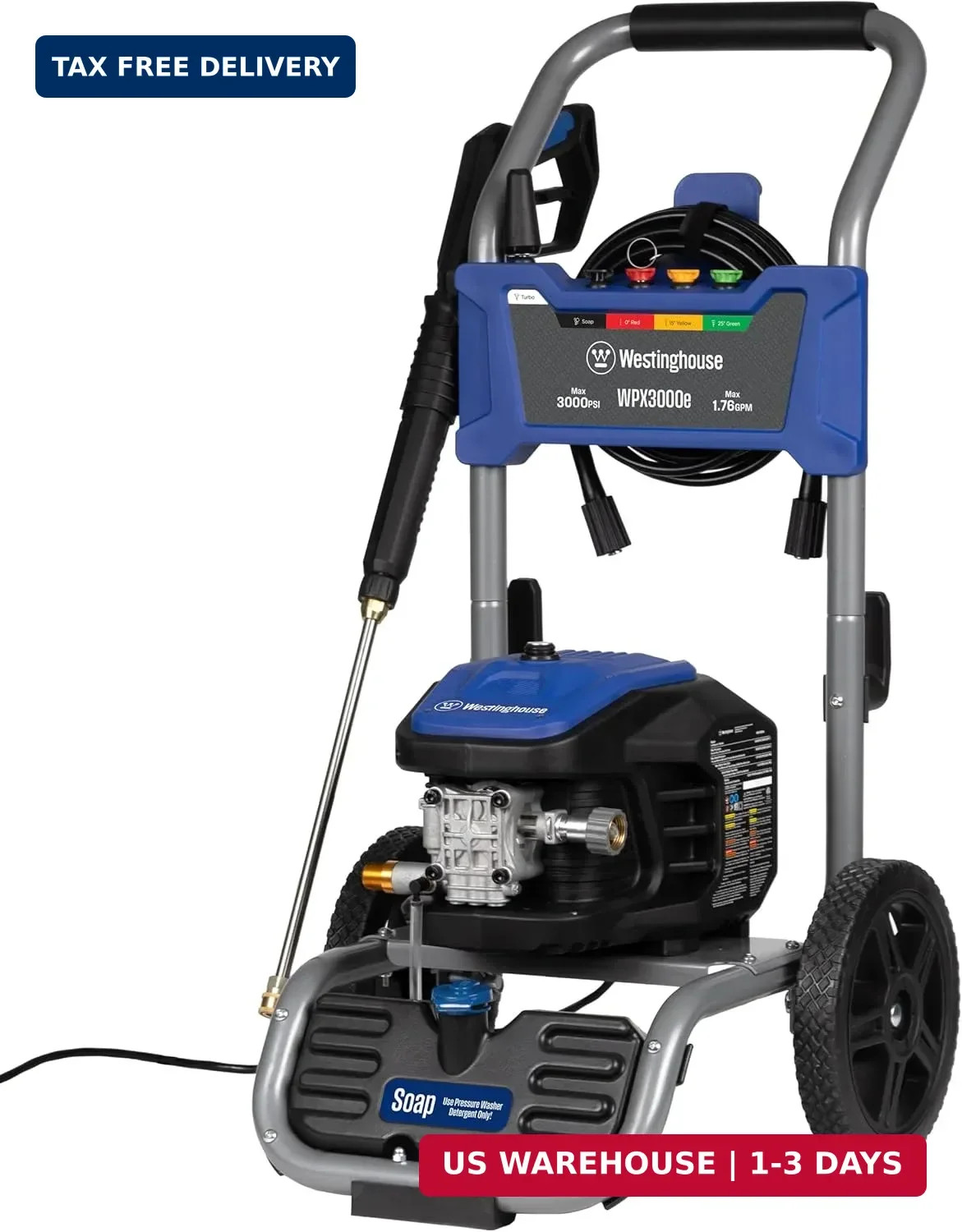 Westinghouse WPX3000e Electric Pressure Washer, 3000 Max PSI and 1.76 Max GPM, I