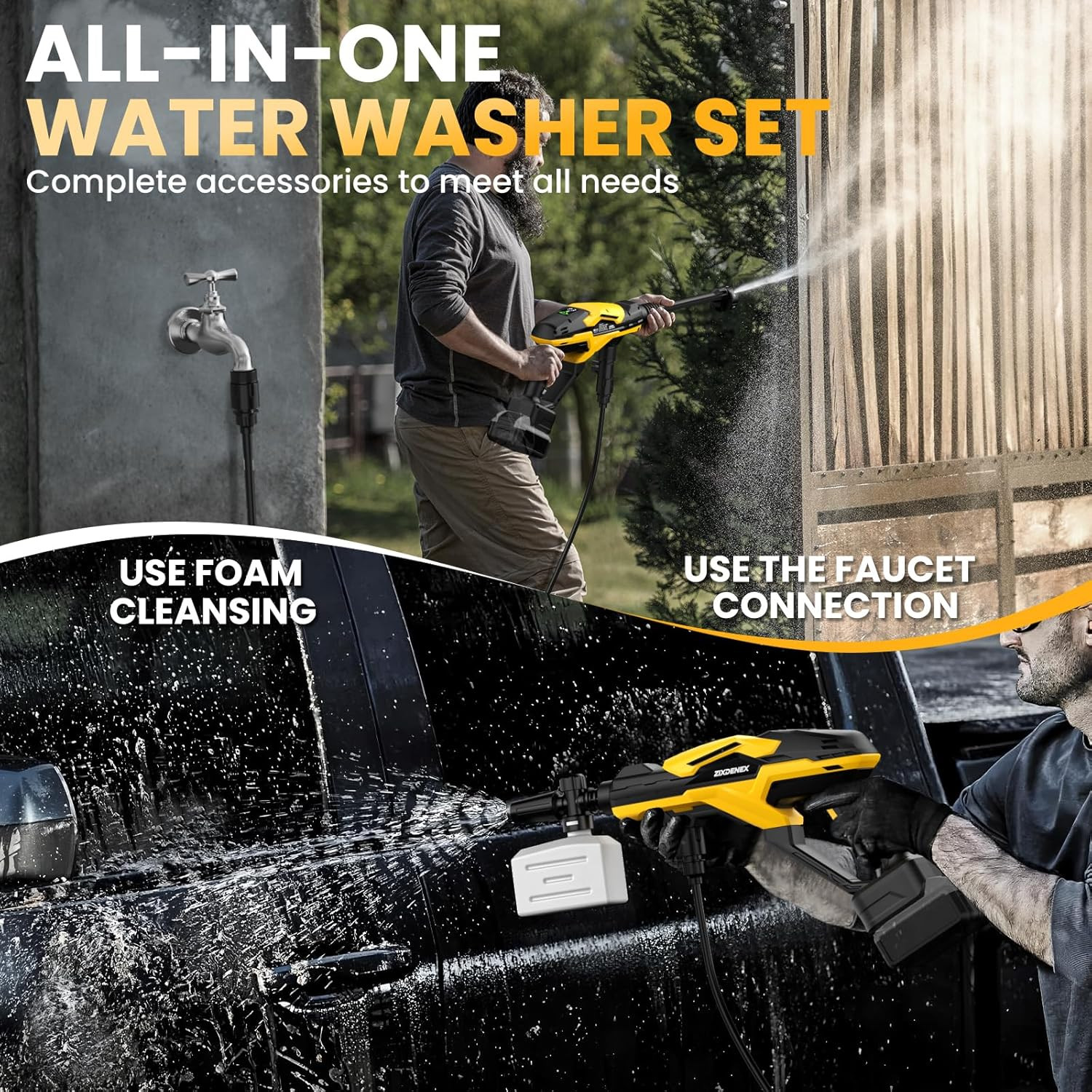 800PSI Cordless Portable Washer for Dewalt 20V Battery, Portable Handheld Washer