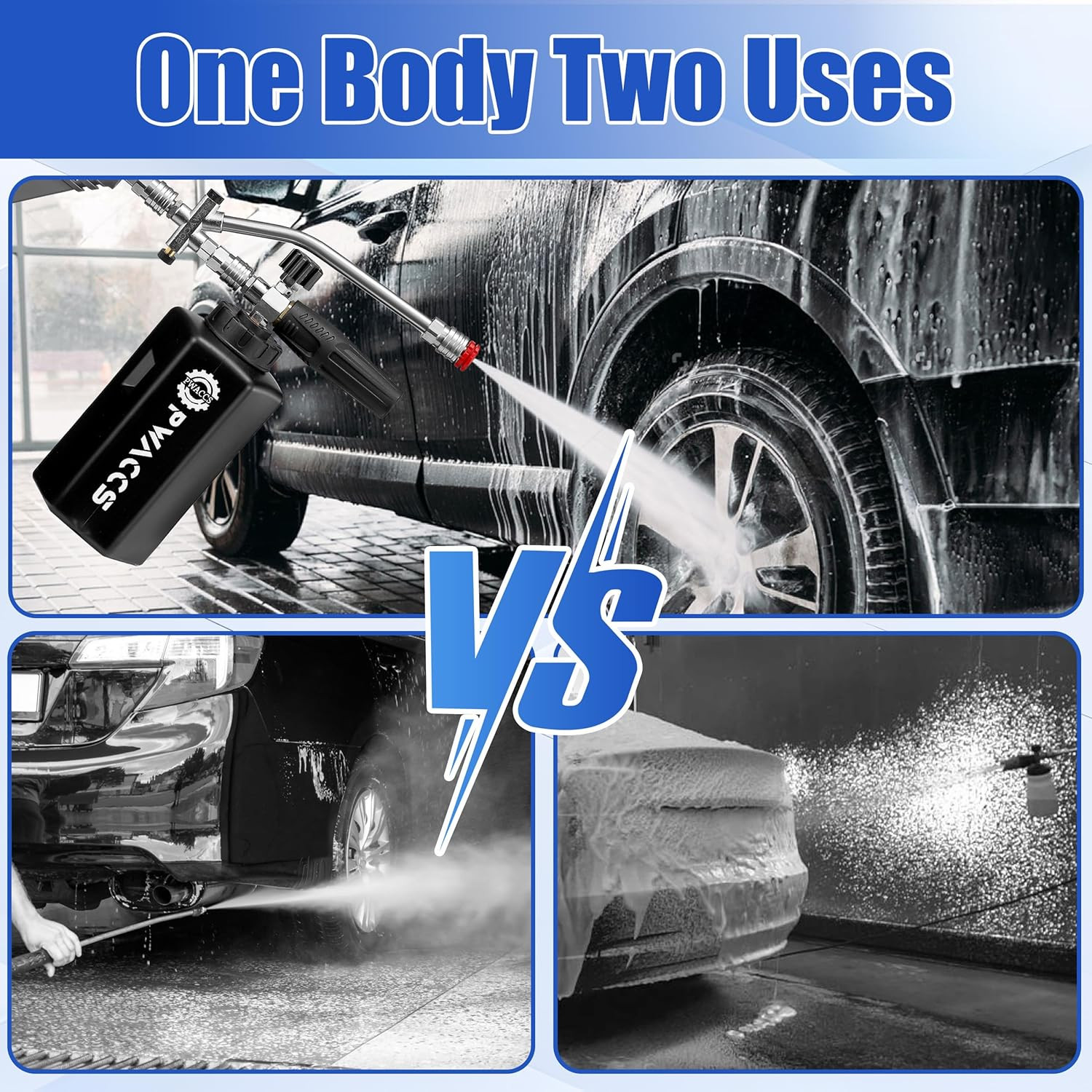 Pressure Washer Foam Cannon Dual Connector Accessory, Power Washer Double Tip At