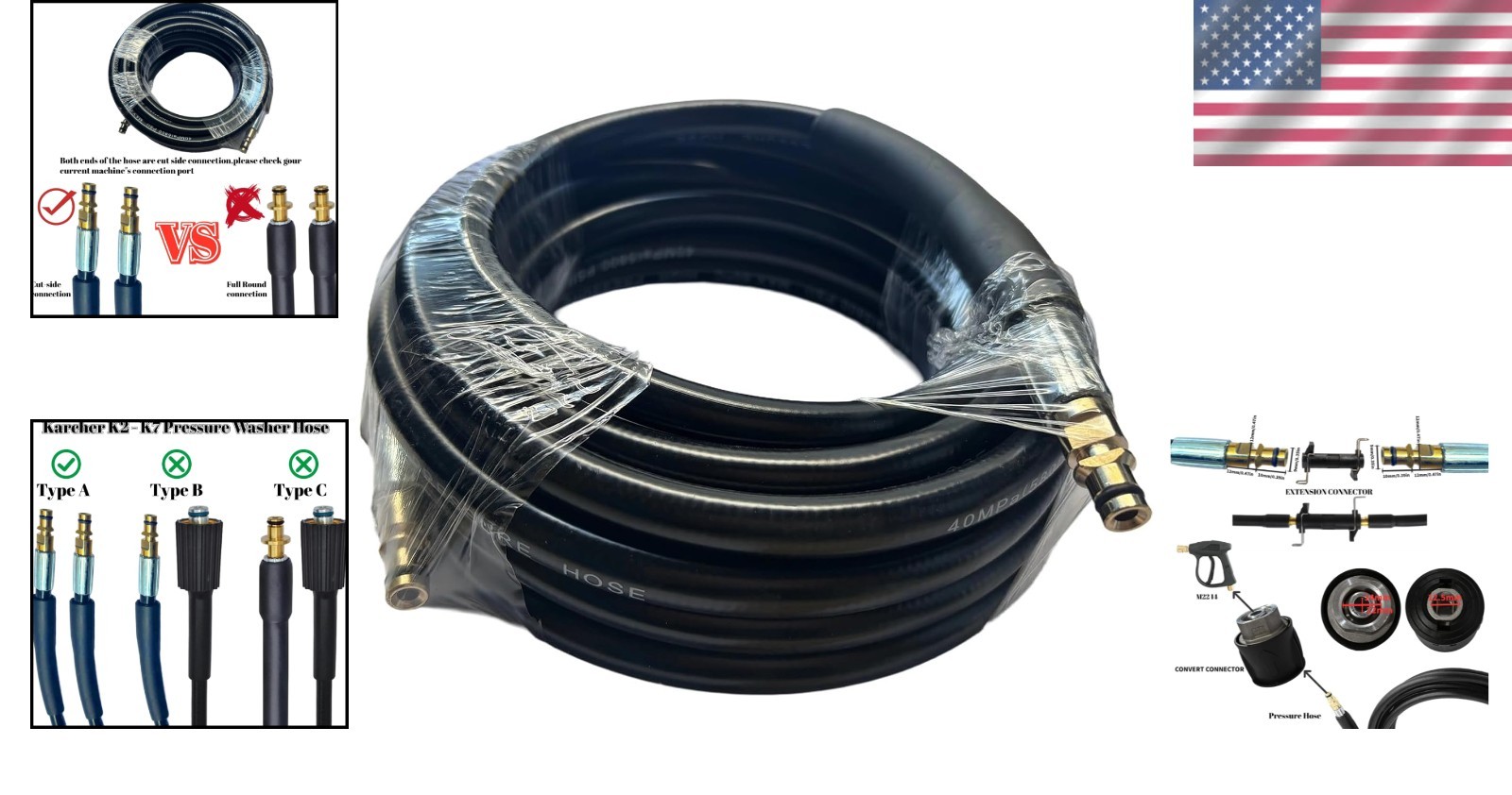 Heavy Duty 15M Pressure Washer Extension Hose – 5800 PSI, Multi-Surface Cleaner