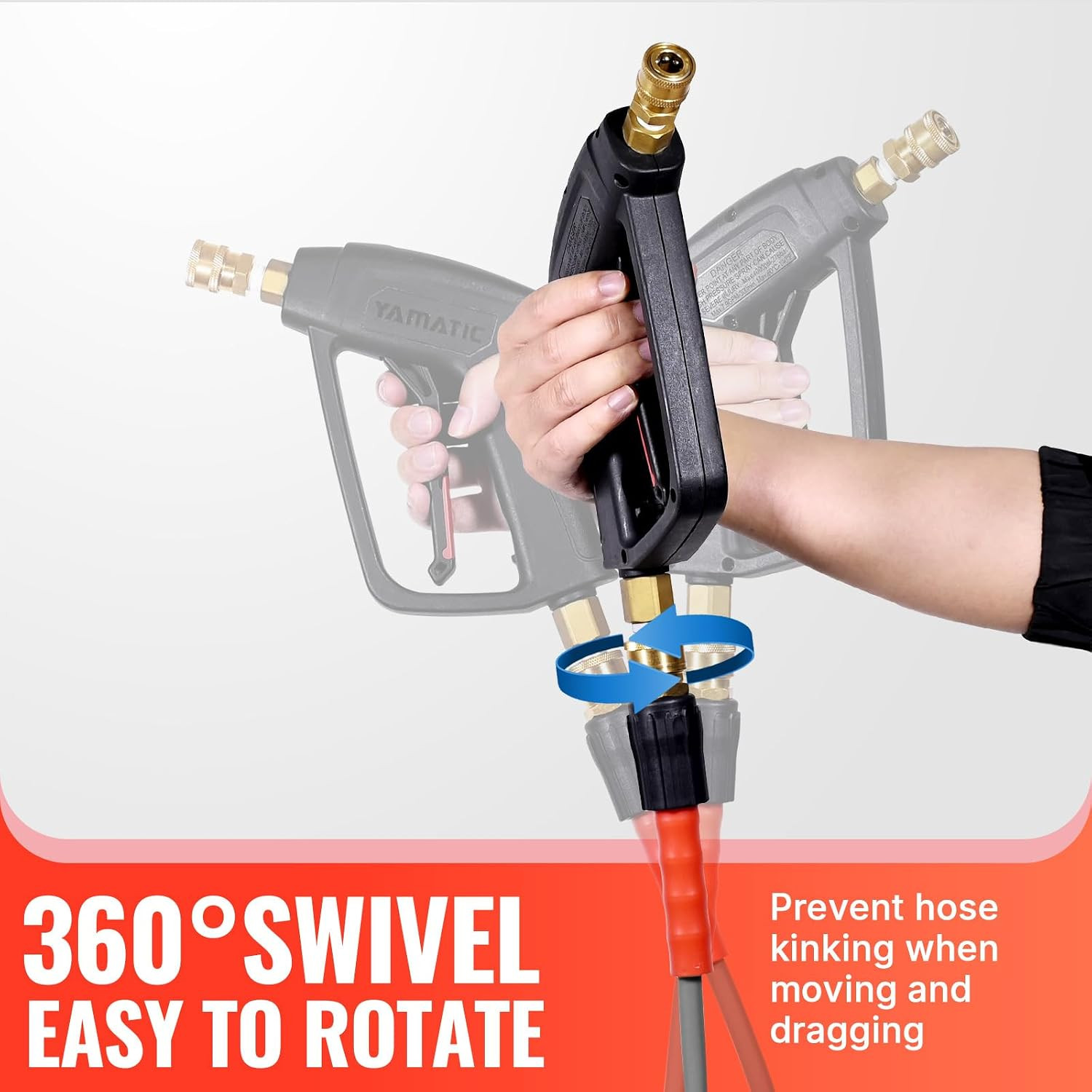 YAMATIC Pressure Washer Gun and 50FT Flexible Hose Stainless Steel Wand | 4000PS