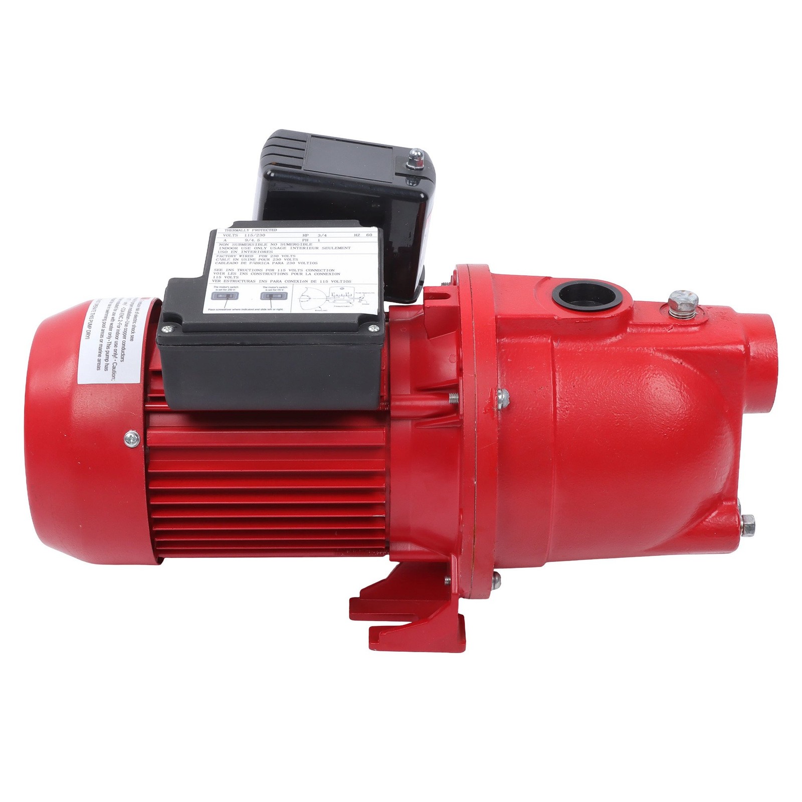 LABLT Cast Iron 115/230V Dual Voltage Shallow Well Jet Pump 3/4 HP 13 GPM, Red