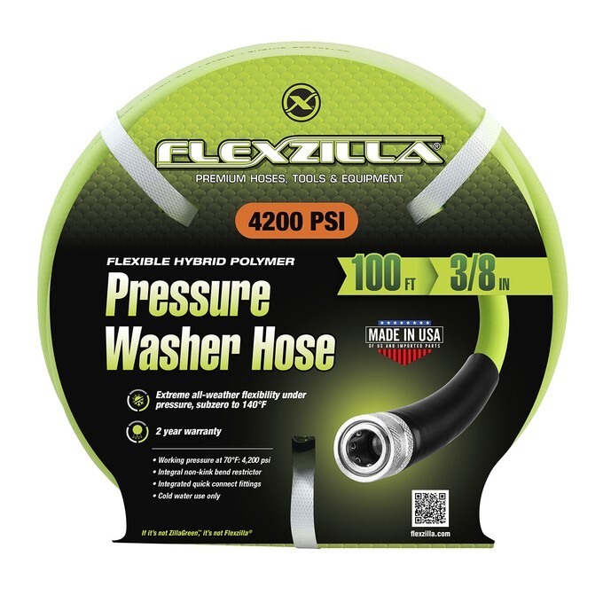 Flexzilla Pressure Washer Hose 3/8 in x 100 ft 4200 PSI Cold Water No Kinking!
