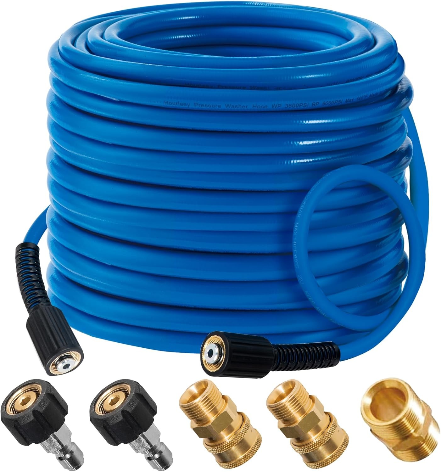 Manguera lavadora presión 50FT 3600 PSI flexible resistente a dobleces azul