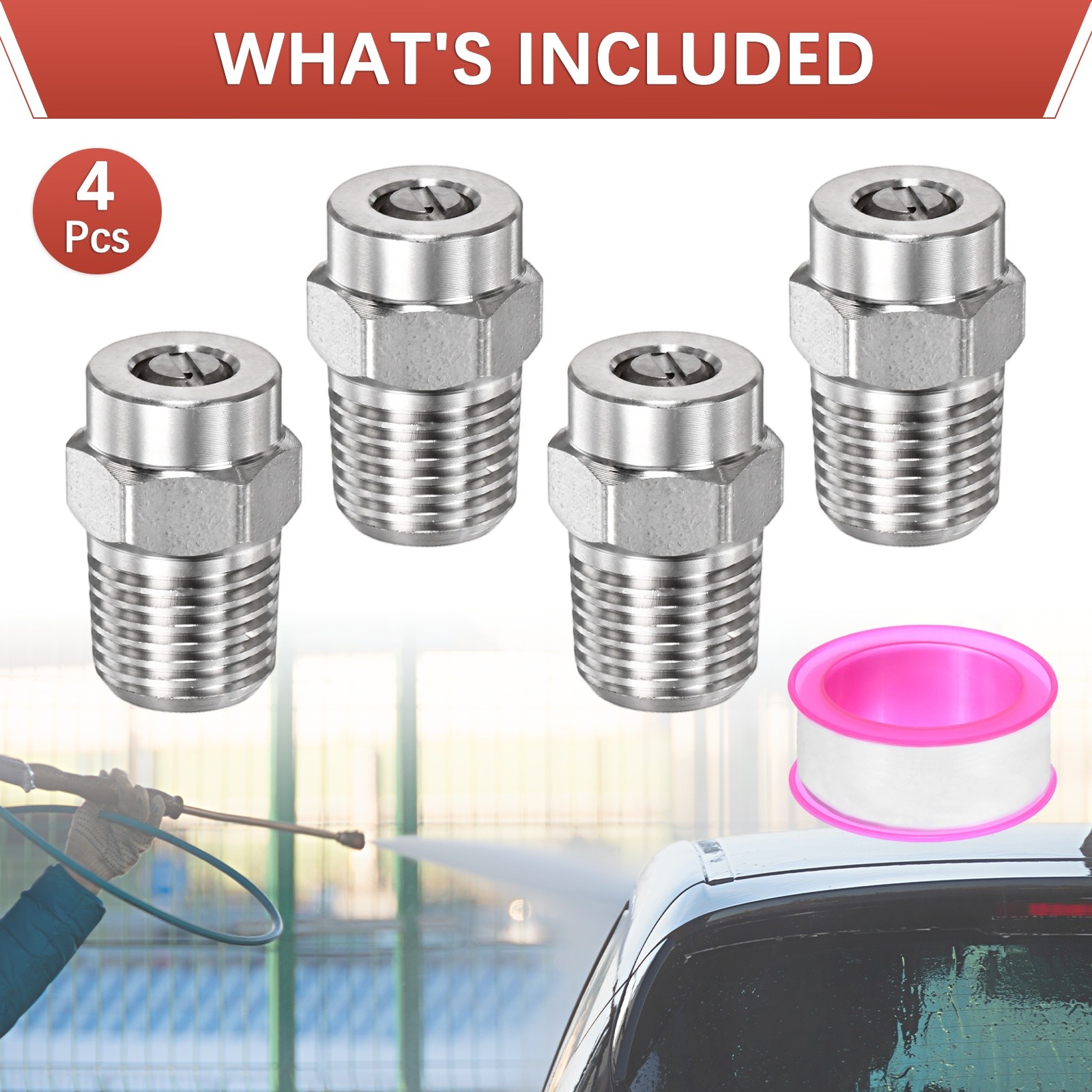 1/4″ NPT 15° Surface Cleaner Tip [4PCS] – Pressure Washer Nozzles [0.977MM Pore]
