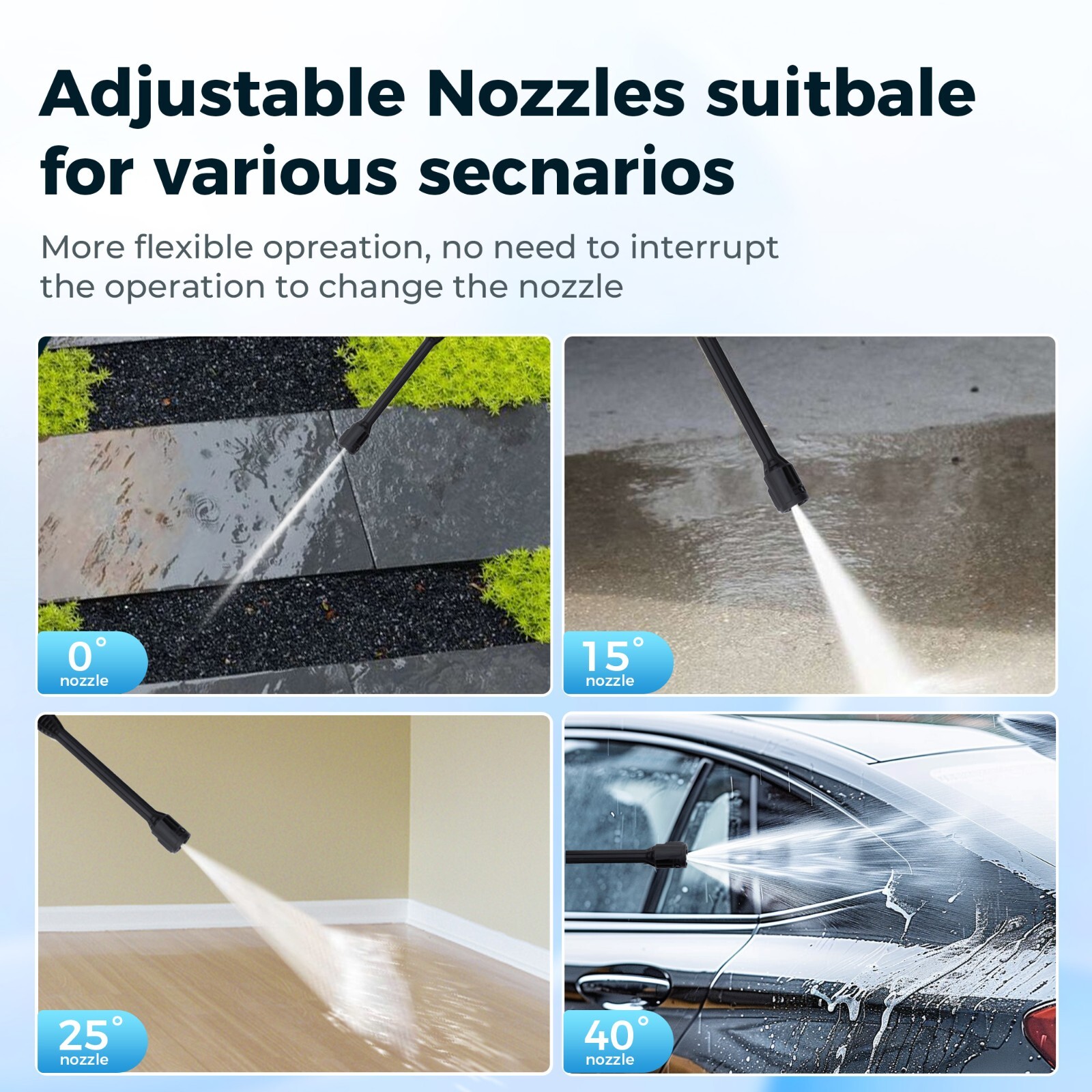 1600PSI Electric High Pressure Washer 360°Adjustment Nozzle for Car Yard 1.71GPM