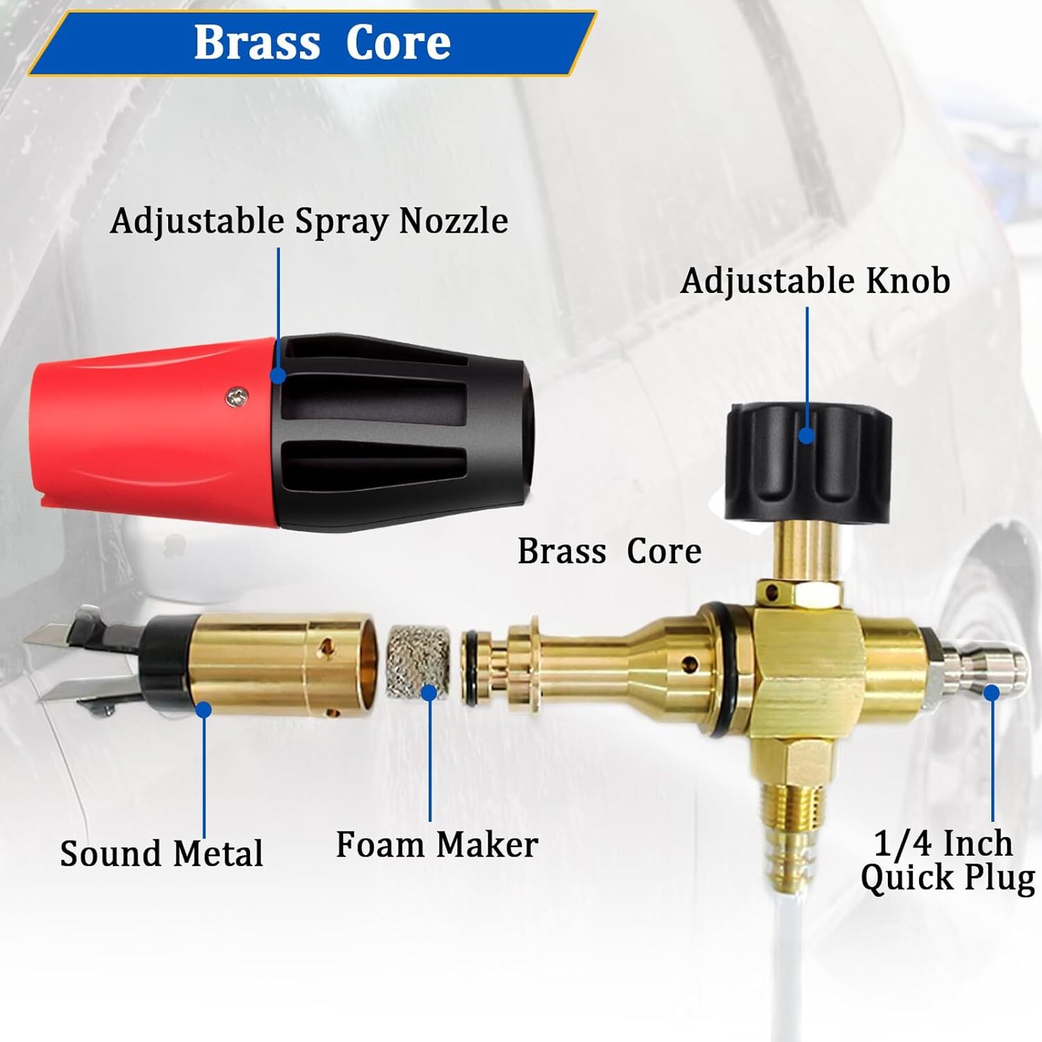 Foam Cannon W/Transparent Bottle, 1/4″ Quick Connect for Pressure Washer