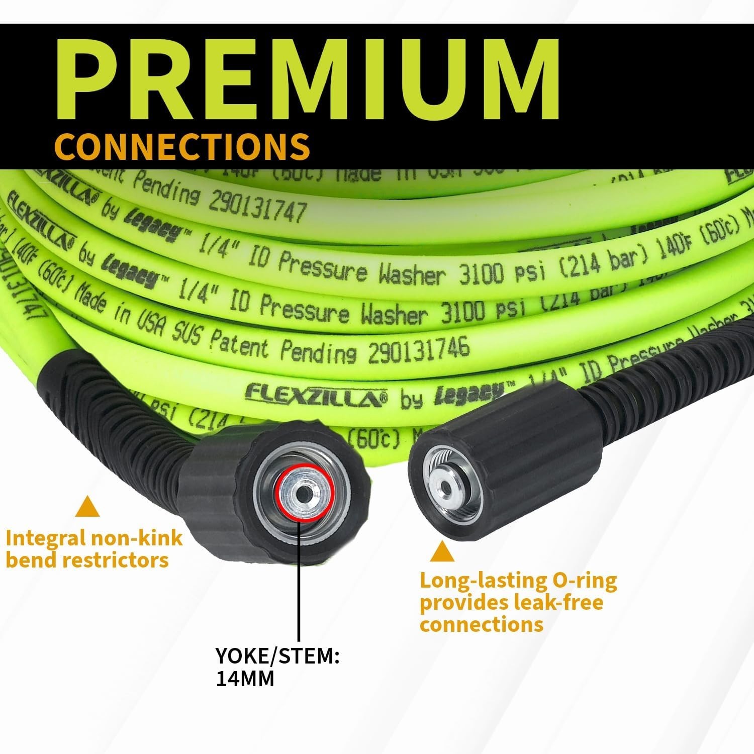 3100 PSI 1/4 in. Pressure Washer Hose, 50 ft with Flexible Hybrid Polymer Design