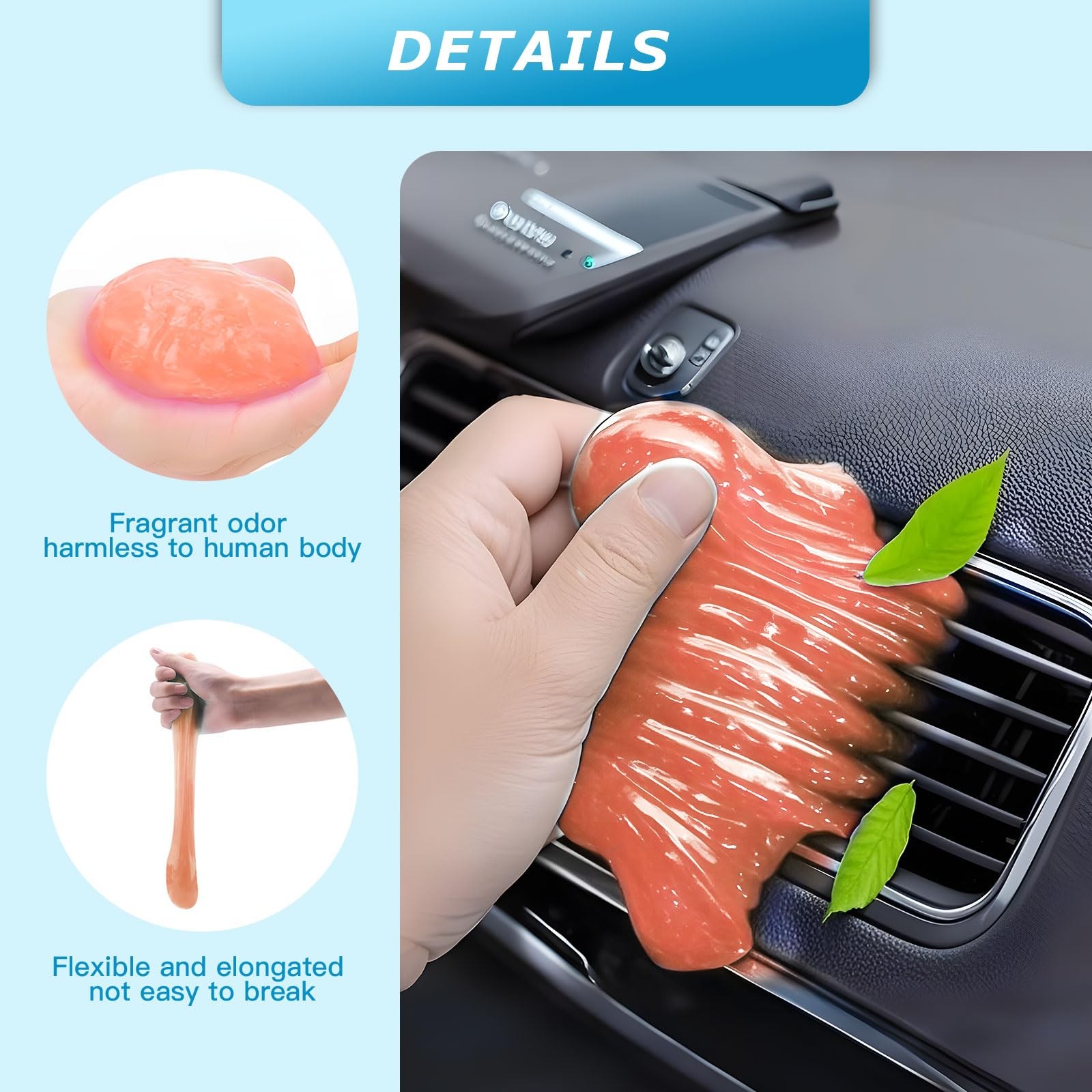 Car Cleaning Gel,Reusable Putty for Interior 0.8 OZ, Orange