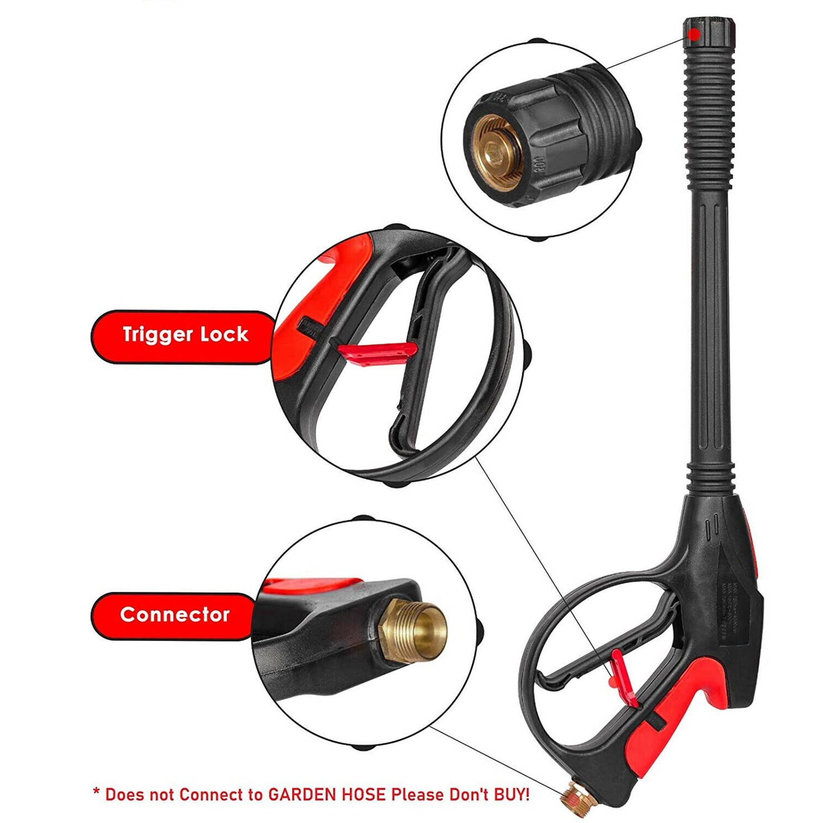 4000PSI High Pressure Power Washer Spray Gun Wand Lance Nozzle Tips Hose Kit M22