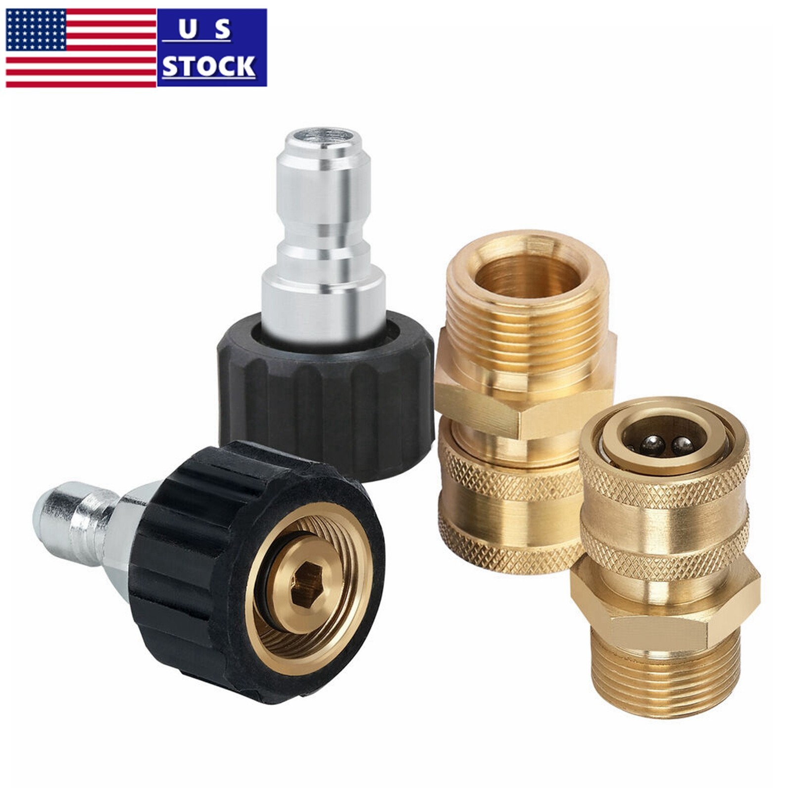 High Pressure Washer Adapter Set Quick Connector M22 (M22-14MM) to 3/8” & 1/4”