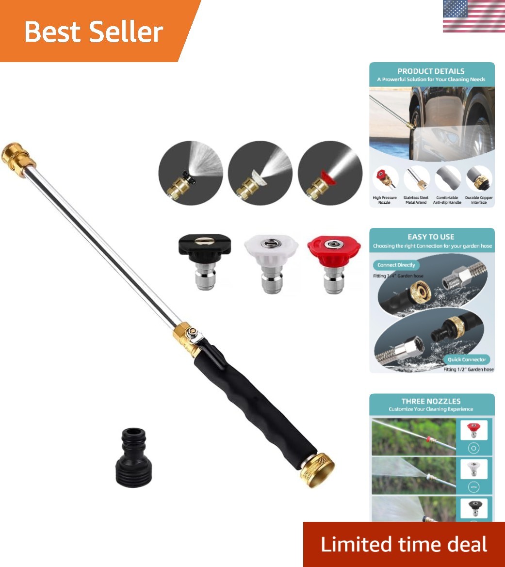 Jet Nozzle High Pressure Hose Nozzle with 3 Nozzles, Black