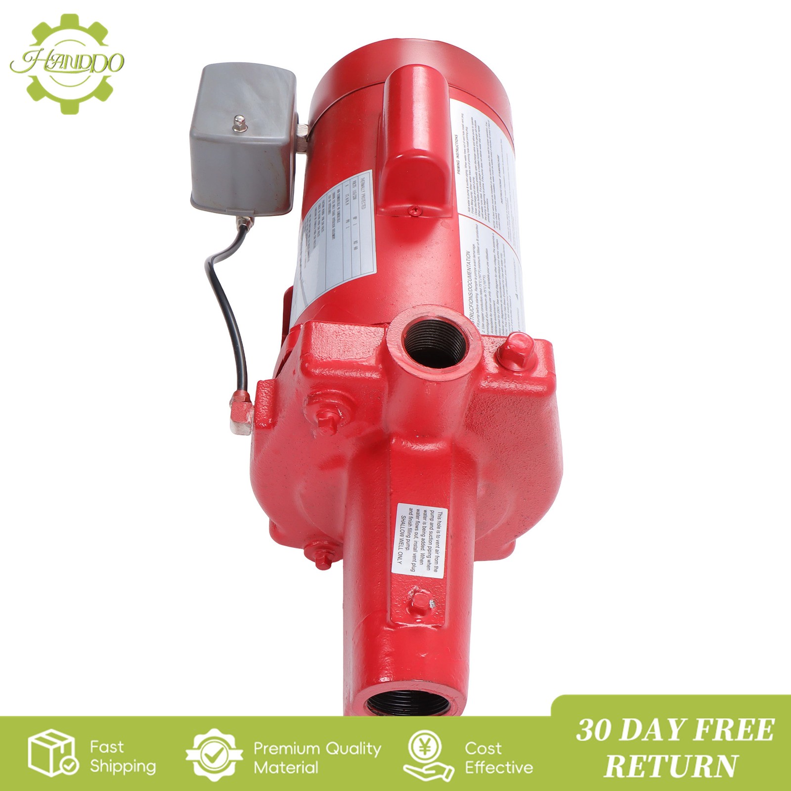 Shallow Well Jet Pump 1 HP 23 GPM, Cast Iron, 115/230V Dual Voltage, Red