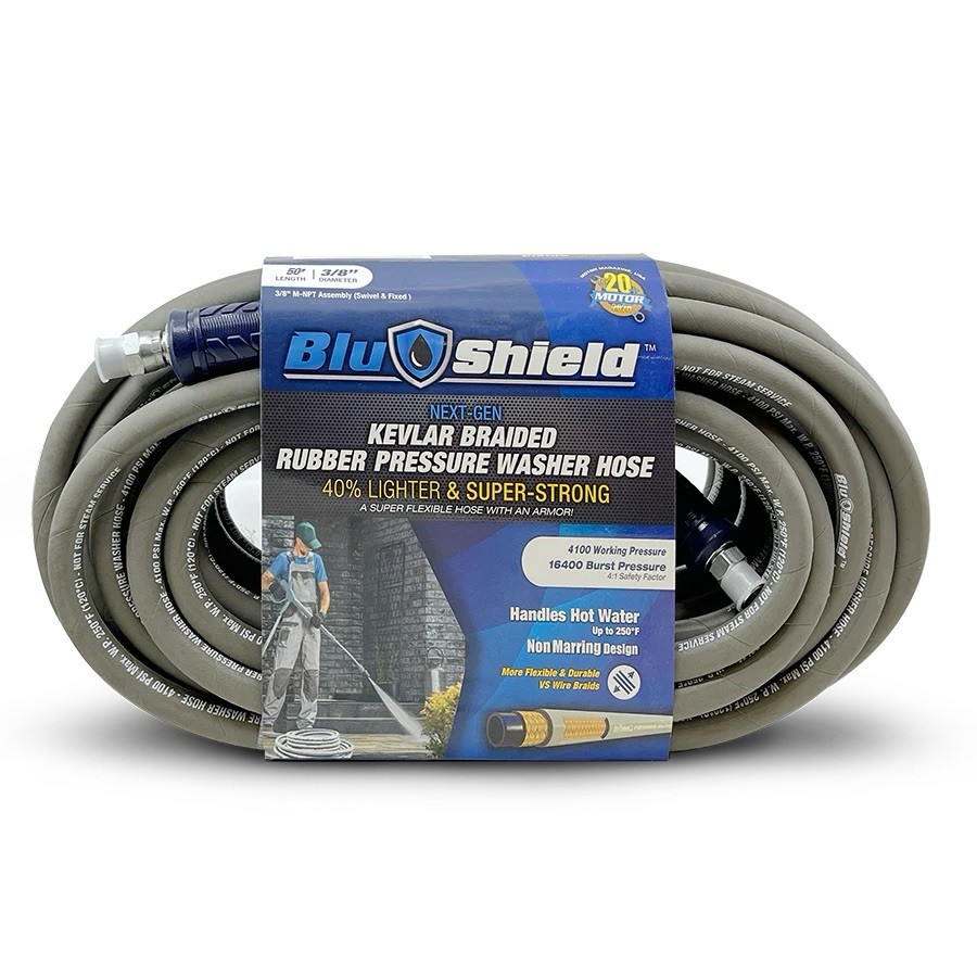 BluShield 3/8” Heavy Duty Braided Pressure Washer Hose 4100 PSI