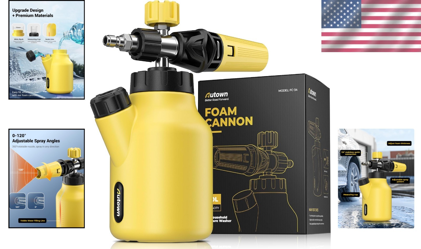 Heavy Duty Foam Gun with 1/4” Connector and Wide Neck for Efficient Cleaning