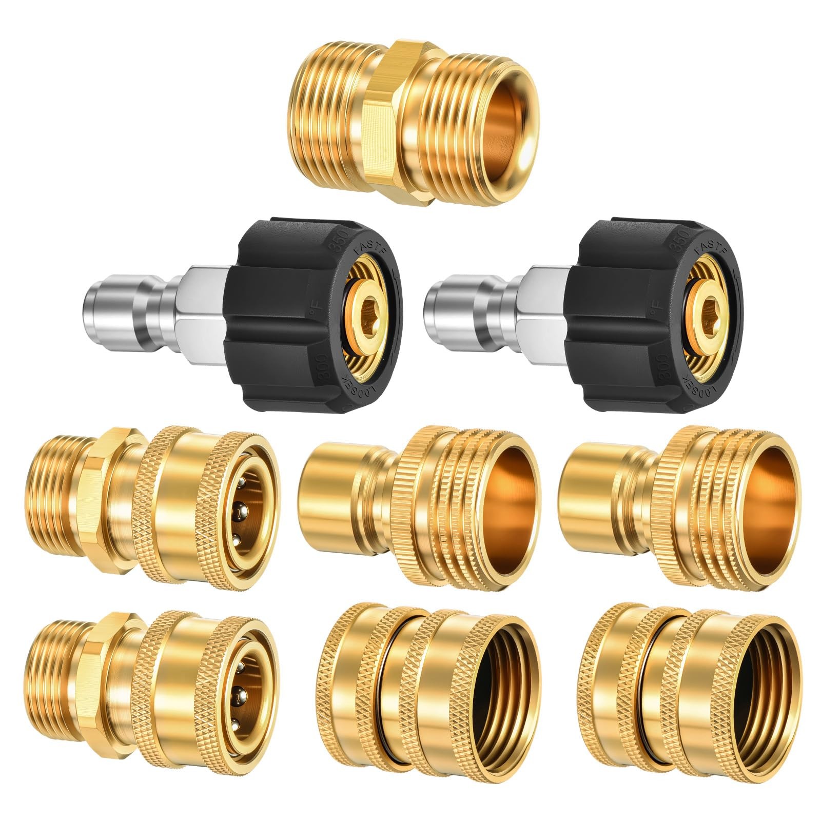 Pressure Washer Adapter Set, 9PCS Brass Quick Disconnect Kit, M22 Swivel to 3…