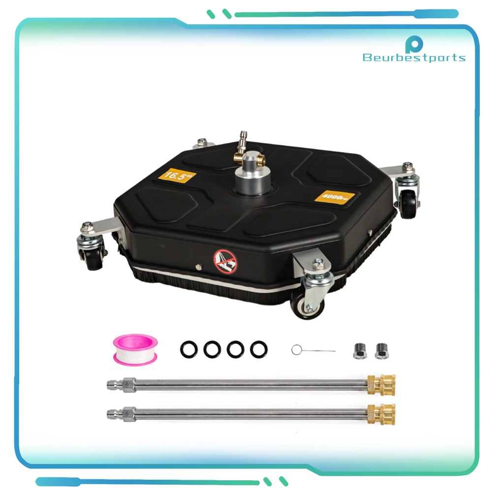 16″ Pressure Washer Surface Cleaner with 4 Wheels & 2 Extension Wands Black
