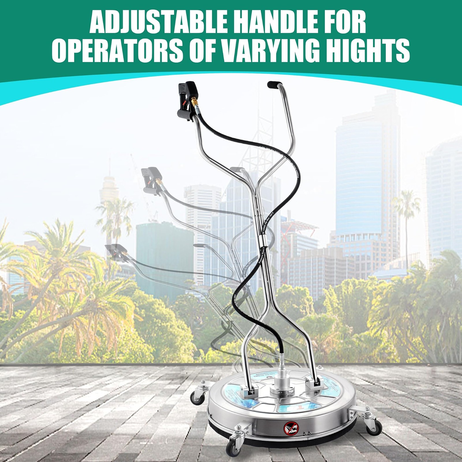 Tool Daily 24″ Pressure Washer Surface Cleaner Attachment with Dual Handles, …