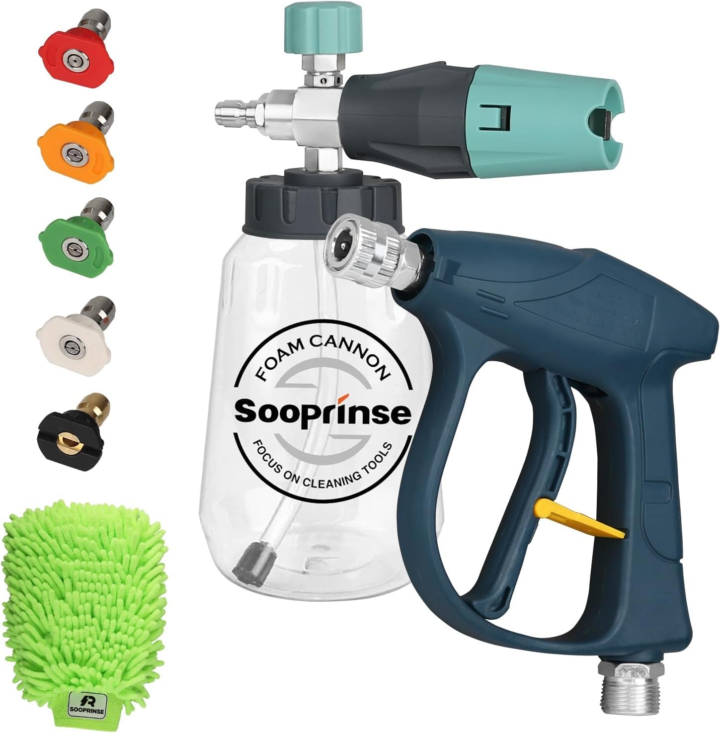 Pressure Washer Gun with Foam Cannon, 1/4 Inch Quick Connector, 5 Nozzle Tips