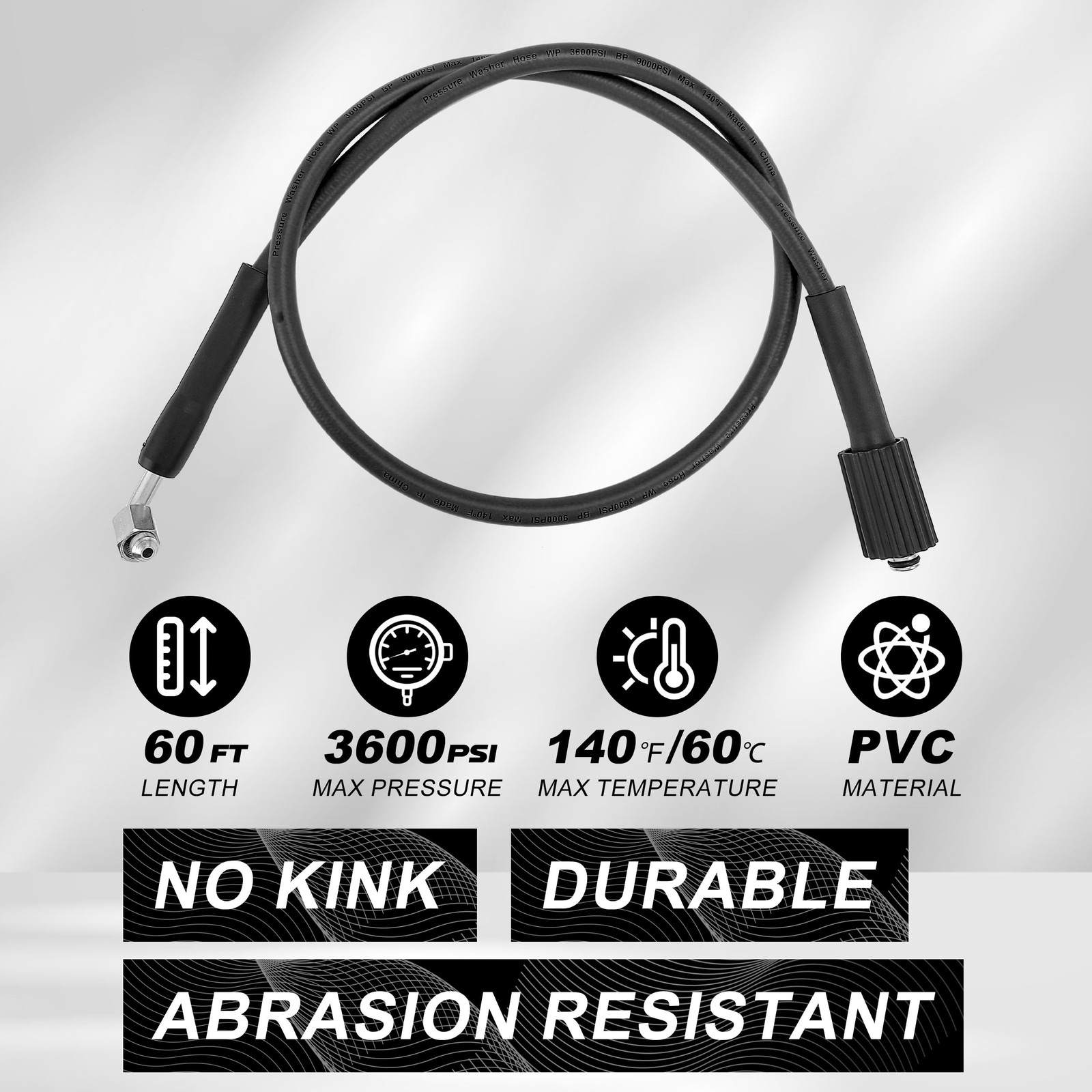 Retractable Pressure Washer Hose Reel 60 FT x 1/4”, Heavy Duty Power Washer H…