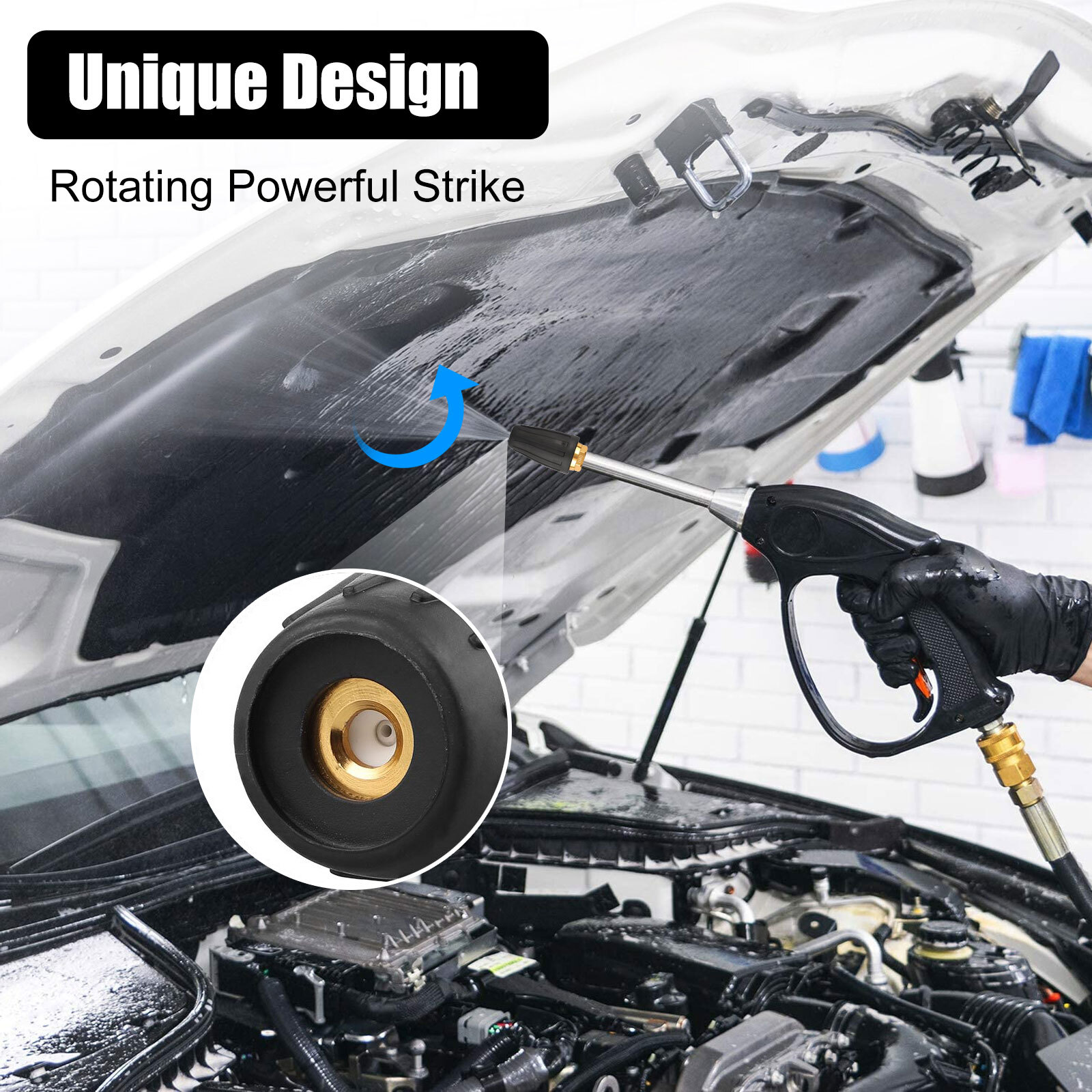 1/4″ High Pressure Pressure Washer 3000 PSI Turbo Spray Nozzle Rotating 4.0 GPM