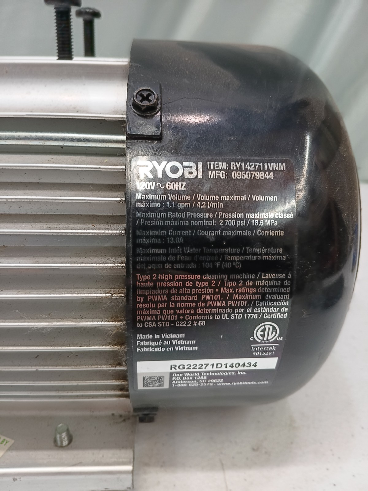 Genuine Part Motor Assy For Ryobi RY142711 2700PSI Pressure Washer