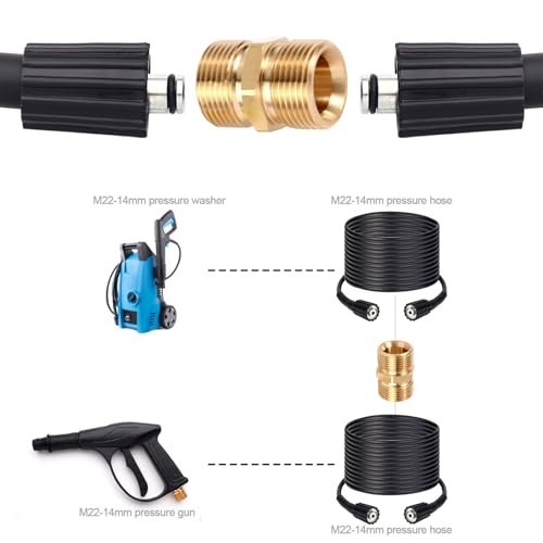 Pressure Washer Hose Connector M22 14mm Male to Male Adapter 5000 PSI Brass