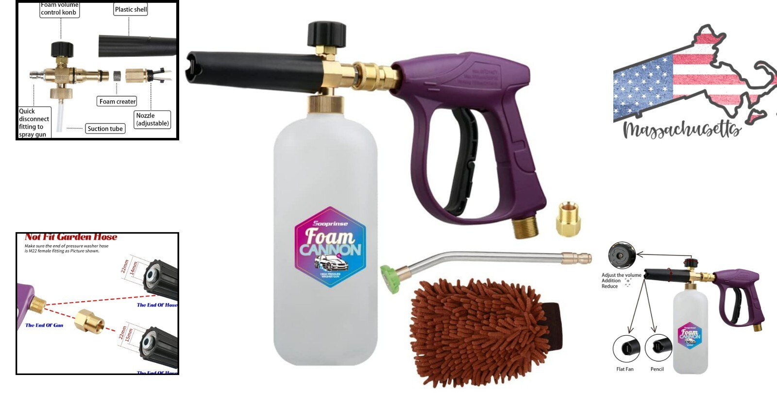 Foam Cannon Lance Kit – Pressure Washer Jet Wash with Gutter Cleaner Wand