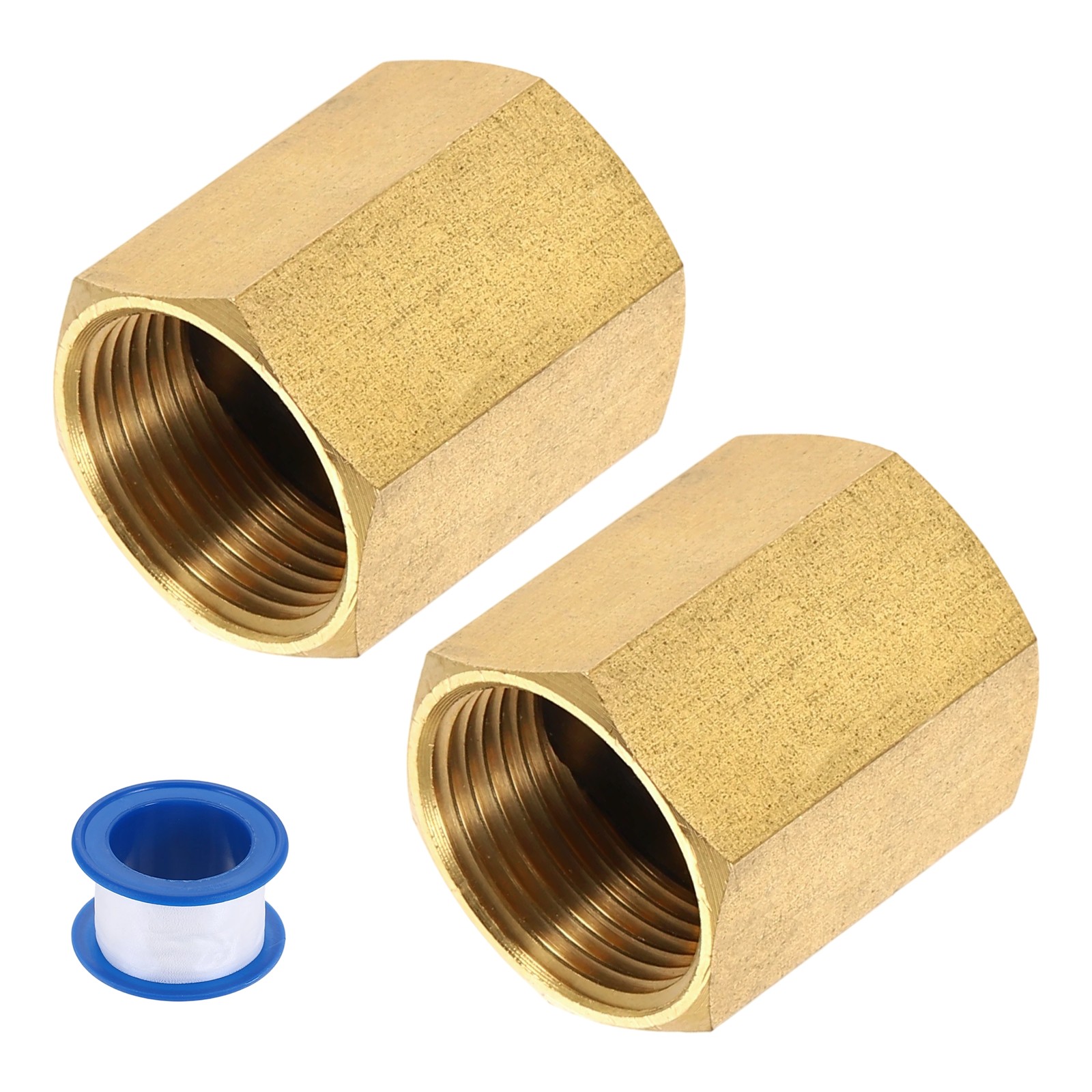 2Pcs Pressure Washer Adapter with Tape, M22 Female to M22 Female Brass