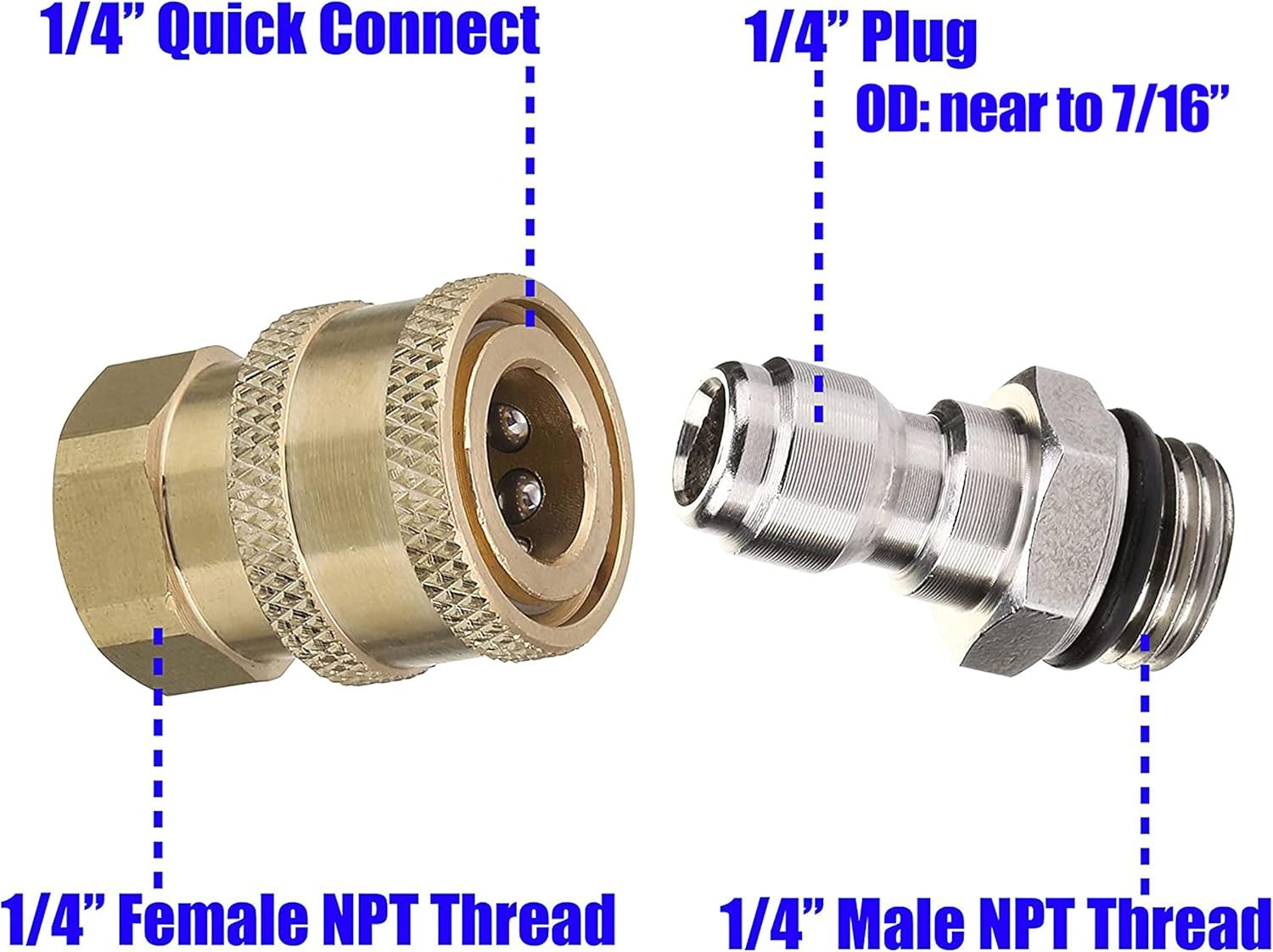 Pressure Washer Adapter Set, 1/4 Inch Quick Disconnect Kit, 5000 PSI