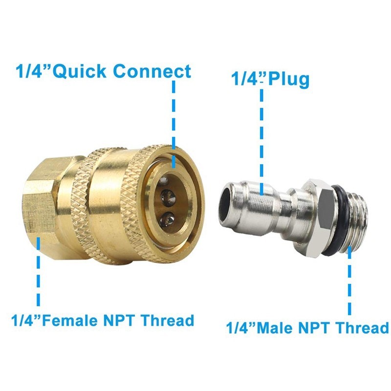 Pressure Washer Quick Connect Adapter Set 1/4 With 10pcs O-rings &ferrule