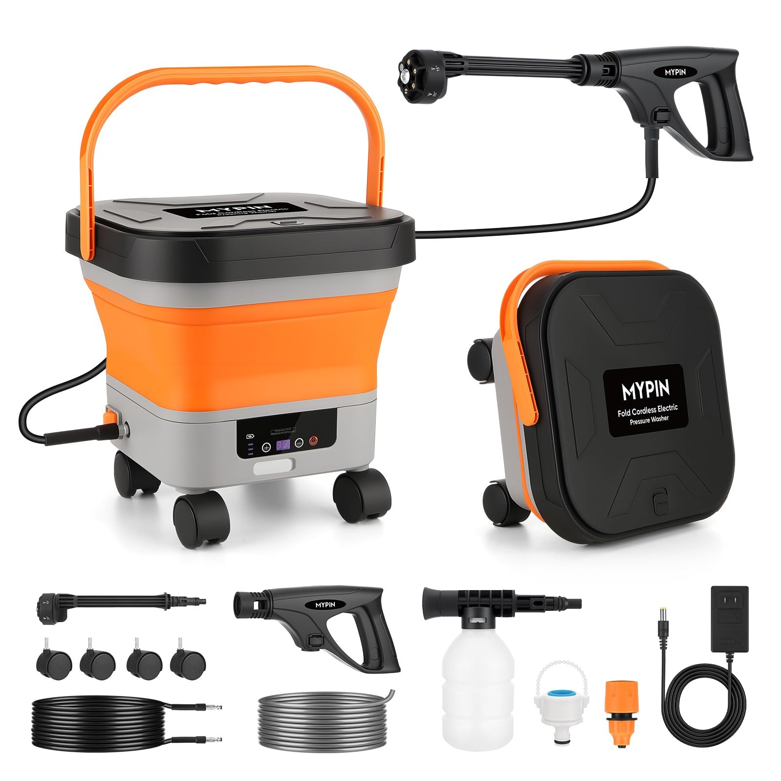 660PSI Portable Cordless Pressure Washer with Folding 3.4Gal Tank, 7M Hose