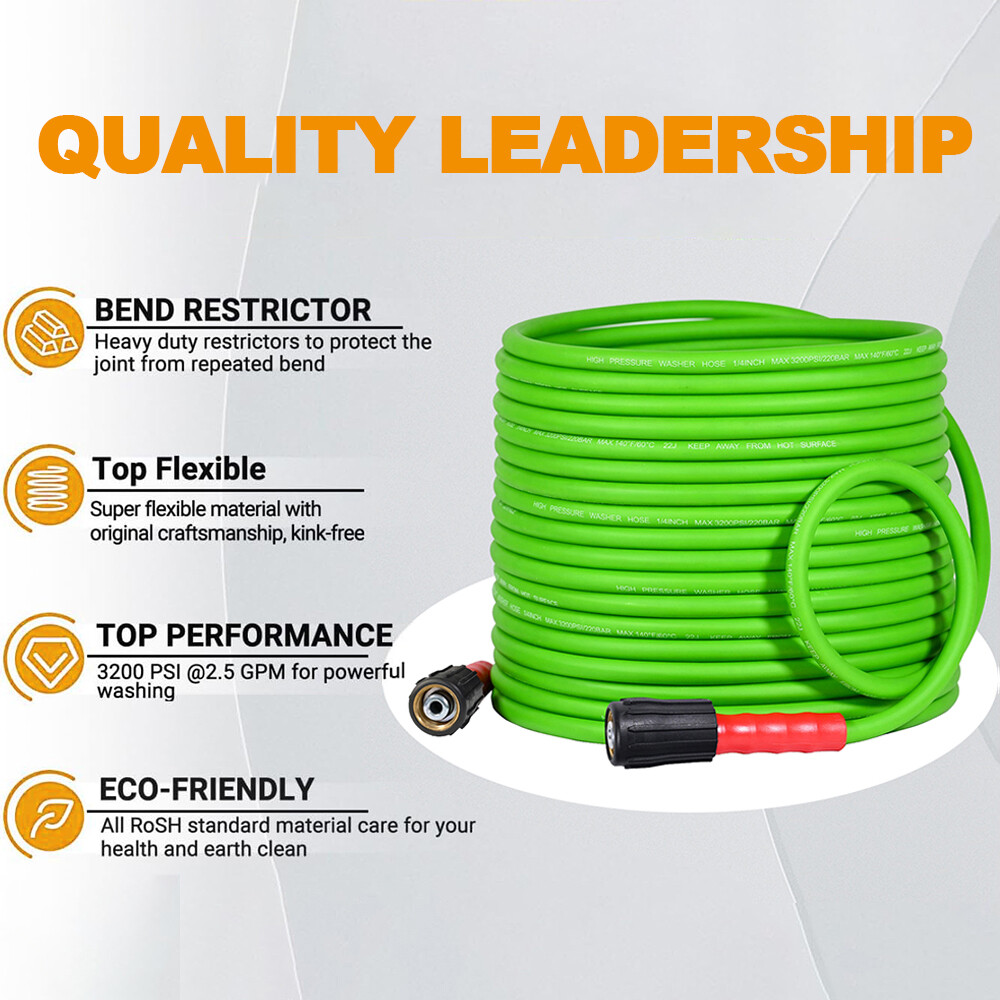 YAMATIC Pressure Washer Hose Super Flexible 1/4″ M22-14/15mm Fittings 3200 PSI