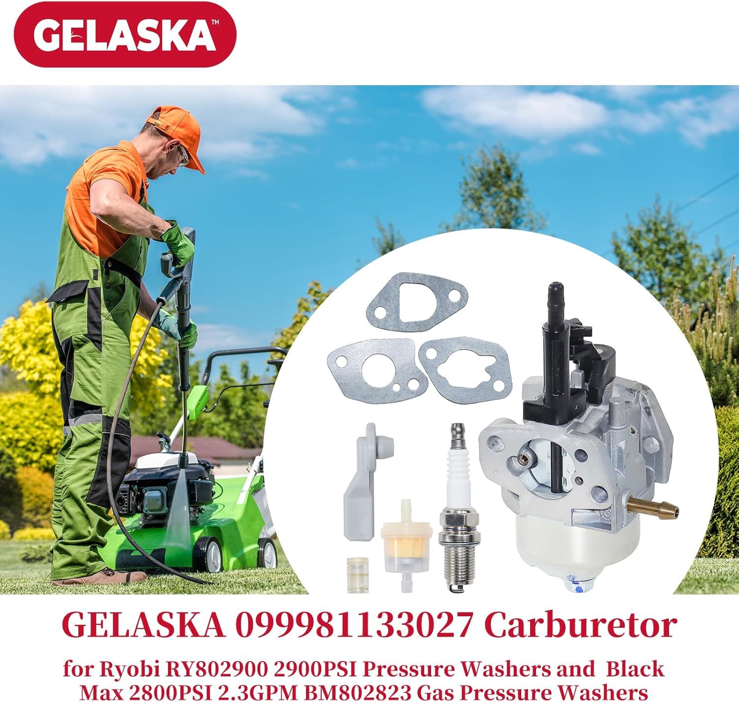Carburetor for Ryobi RY802900 2900PSI Pressure Washer