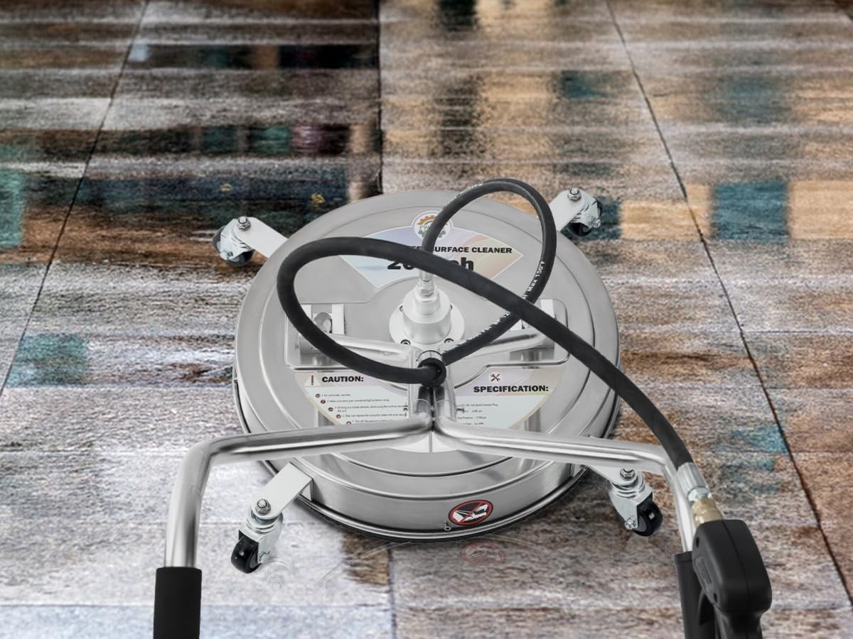 Time-Saving 20″ Pressure Washer Surface Cleaner with Wheels and Features